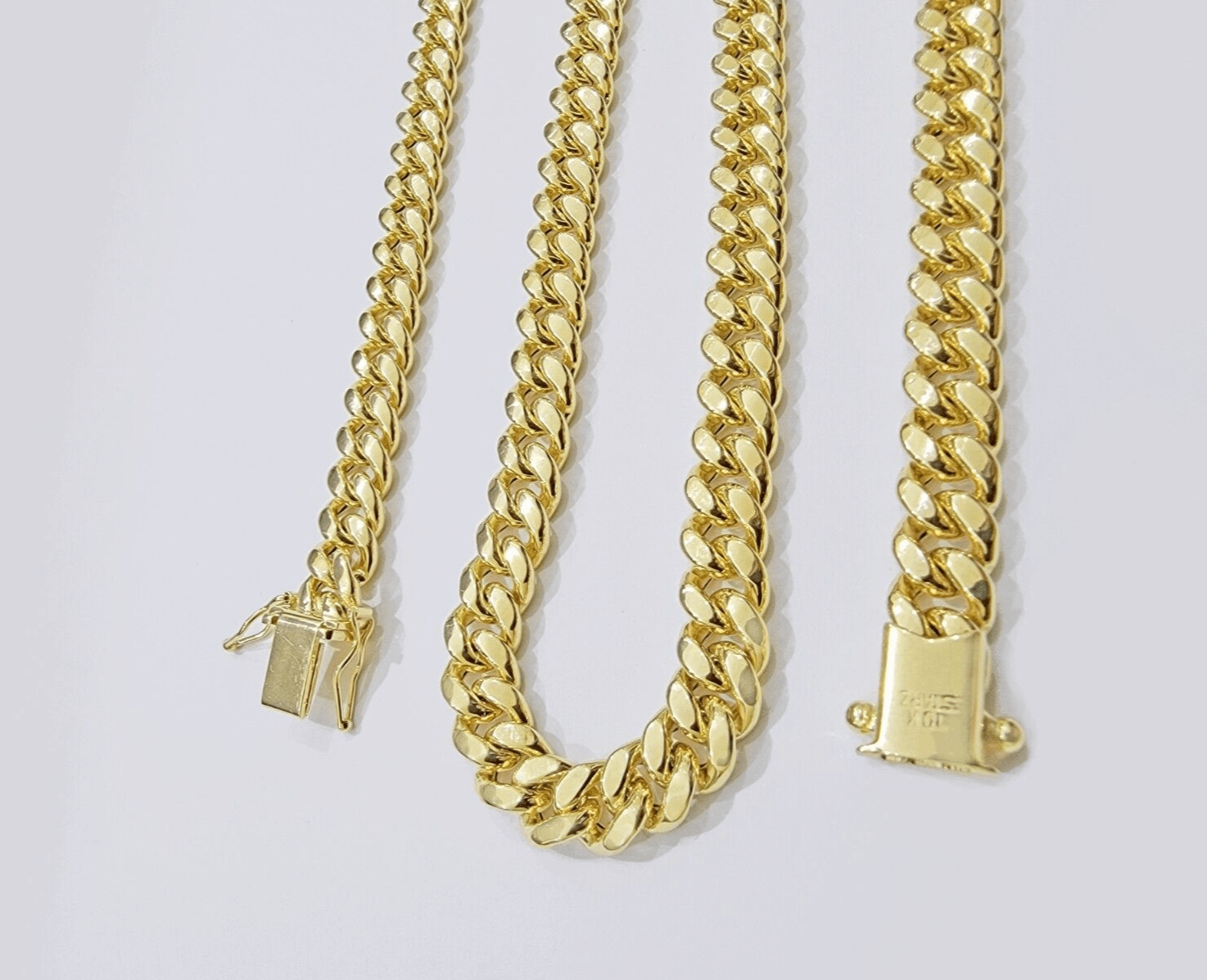 Real 10k Gold Chain 7mm 24 Inch Miami Cuban Link Box Clasp Mens 10kt Yellow Gold - GoldenlinQ