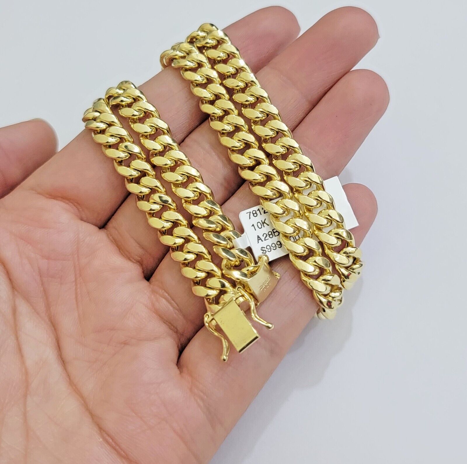 Real 10k Gold Chain 7mm 24 Inch Miami Cuban Link Box Clasp Mens 10kt Yellow Gold - GoldenlinQ