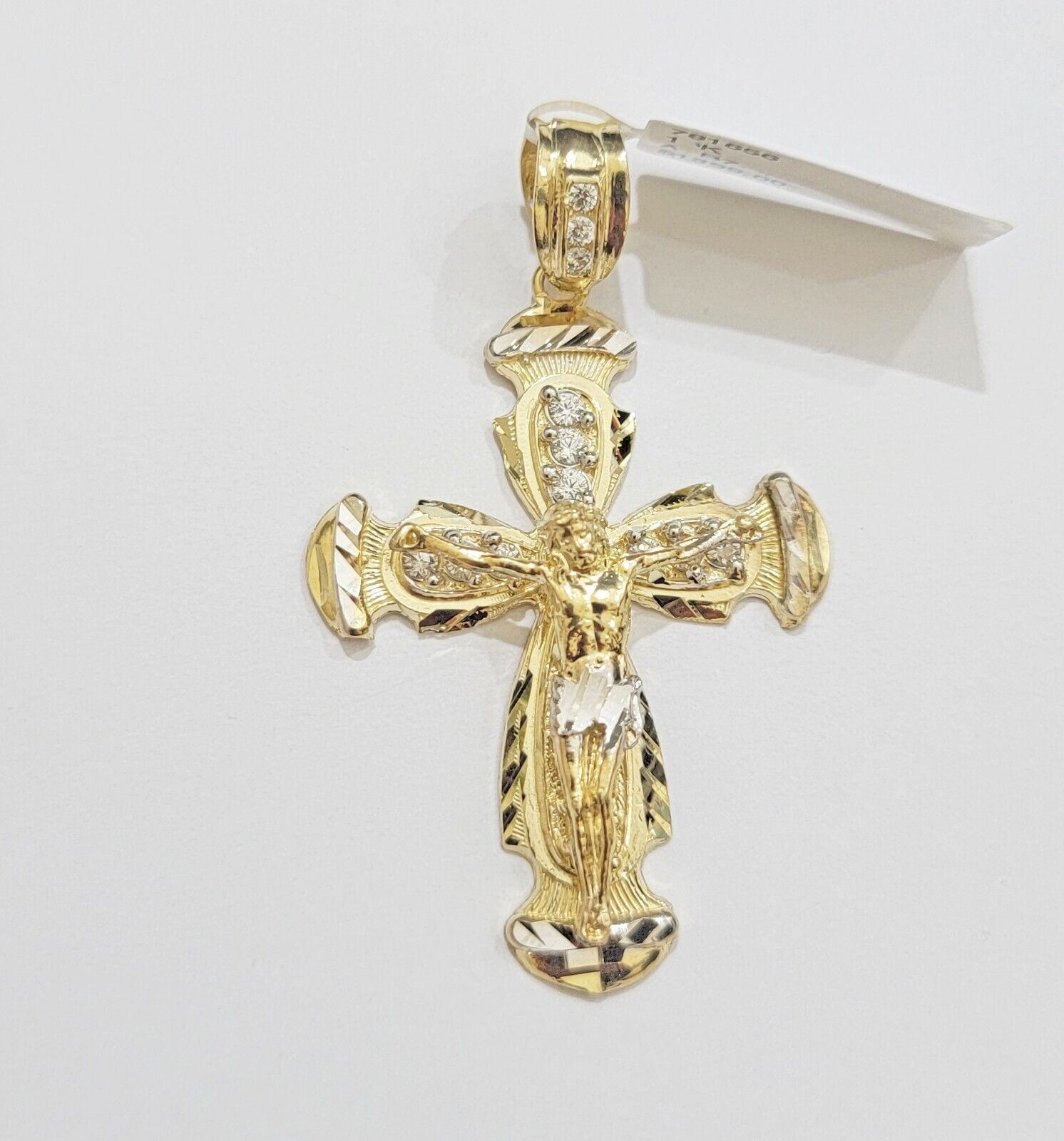 Real 10k Gold Chain Charm Set Jesus Cross Pendant Rope Necklace 5mm 18" - 28" Mens - GoldenlinQ