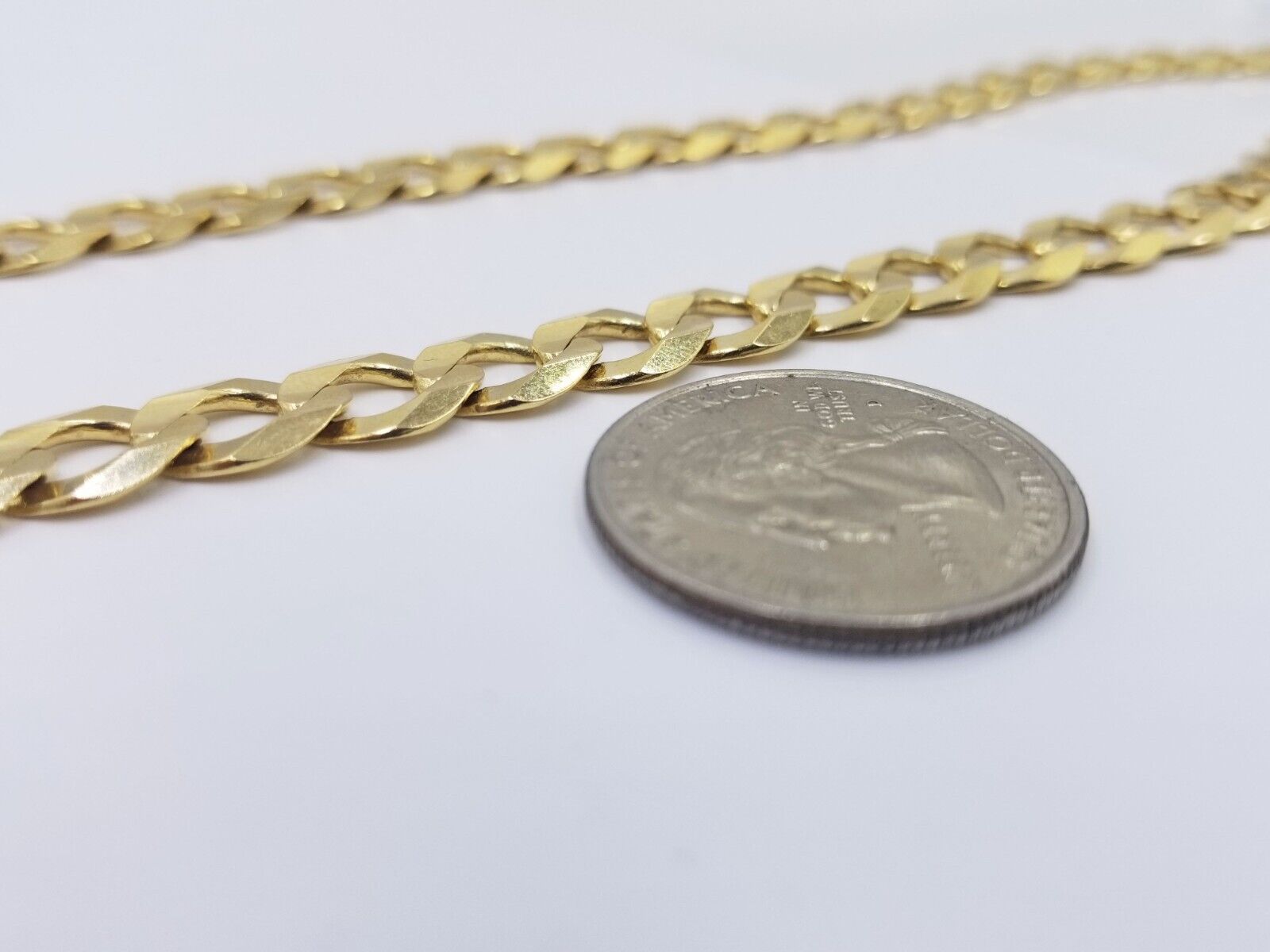 Real 10k Gold Chain Cuban Curb Link 22 Inch 10mm Solid 10kt Yellow Gold Necklace - GoldenlinQ