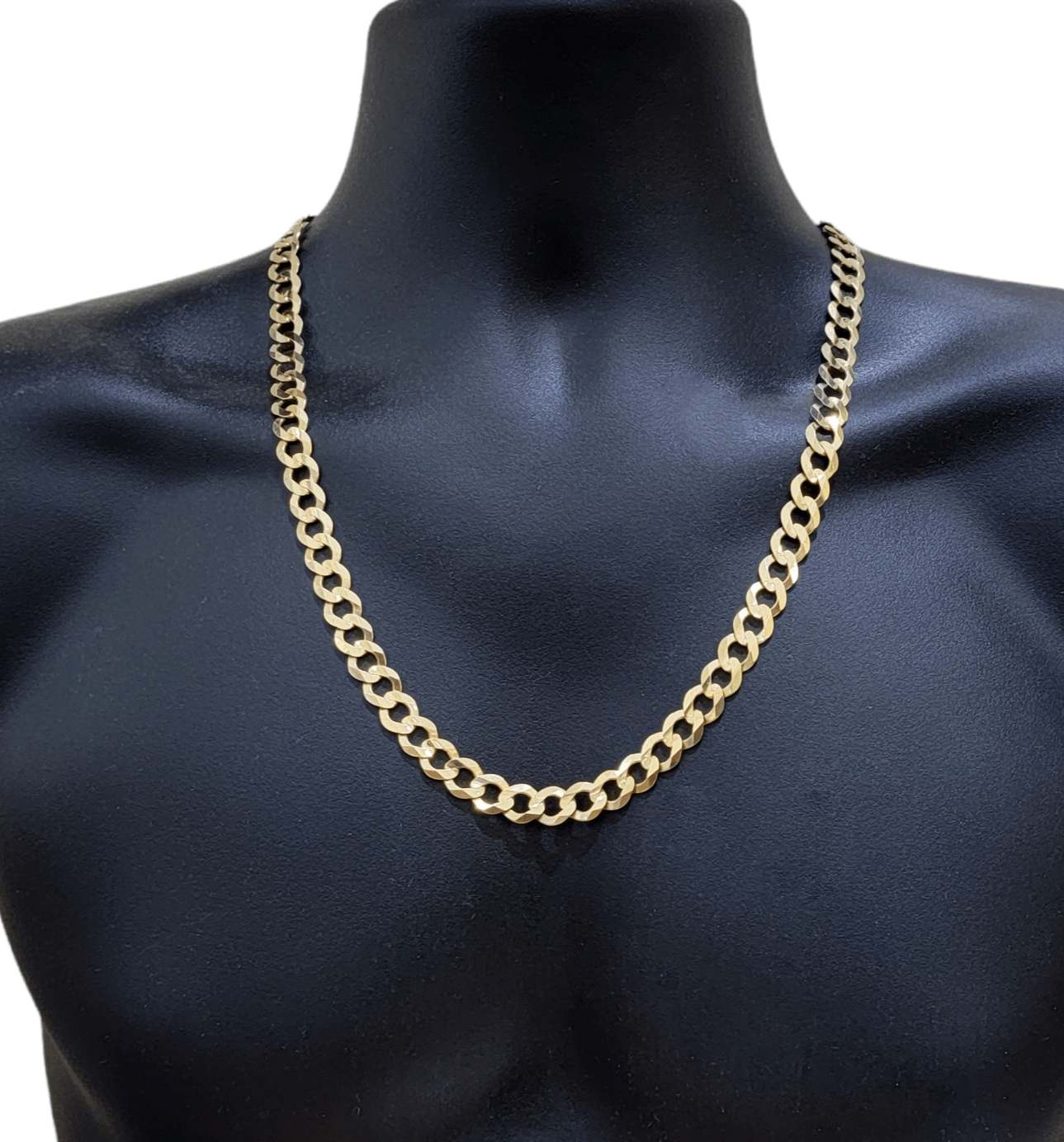 Real 10k Gold Chain Cuban Curb Link 24 Inch 10mm Solid 10kt Yellow Gold Necklace - GoldenlinQ