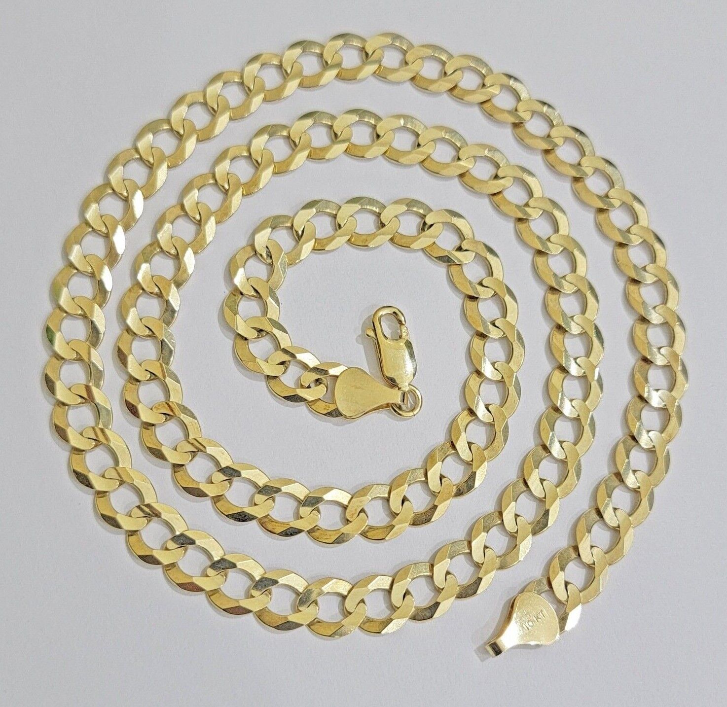 Real 10k Gold Chain Cuban Curb Link 9mm 18 in - 30 Inch Mens Solid 10kt Yellow - GoldenlinQ