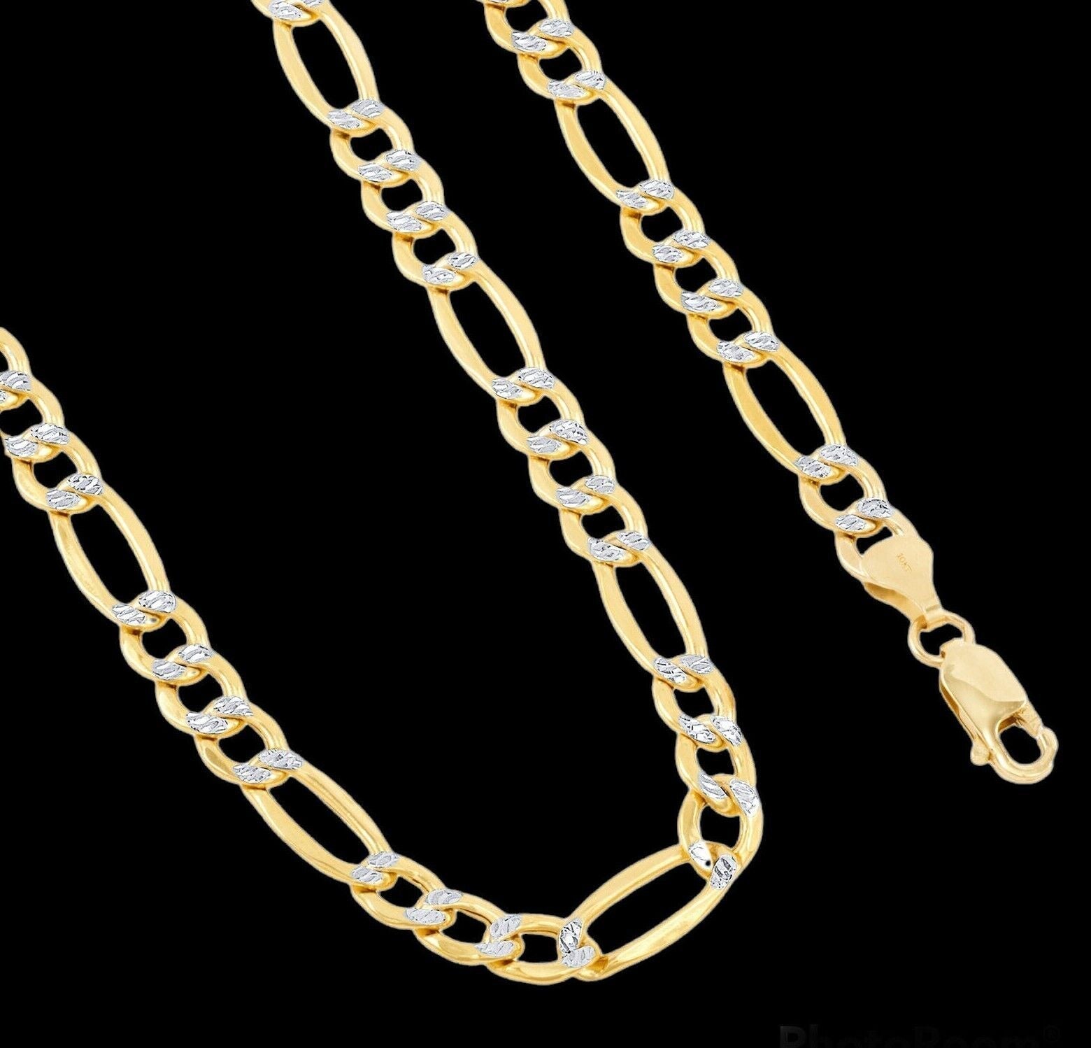 Real 10k Gold Chain Figaro Link Necklace 3.5mm - 9mm, Men Women 18" - 30" Inch, 10kt - GoldenlinQ
