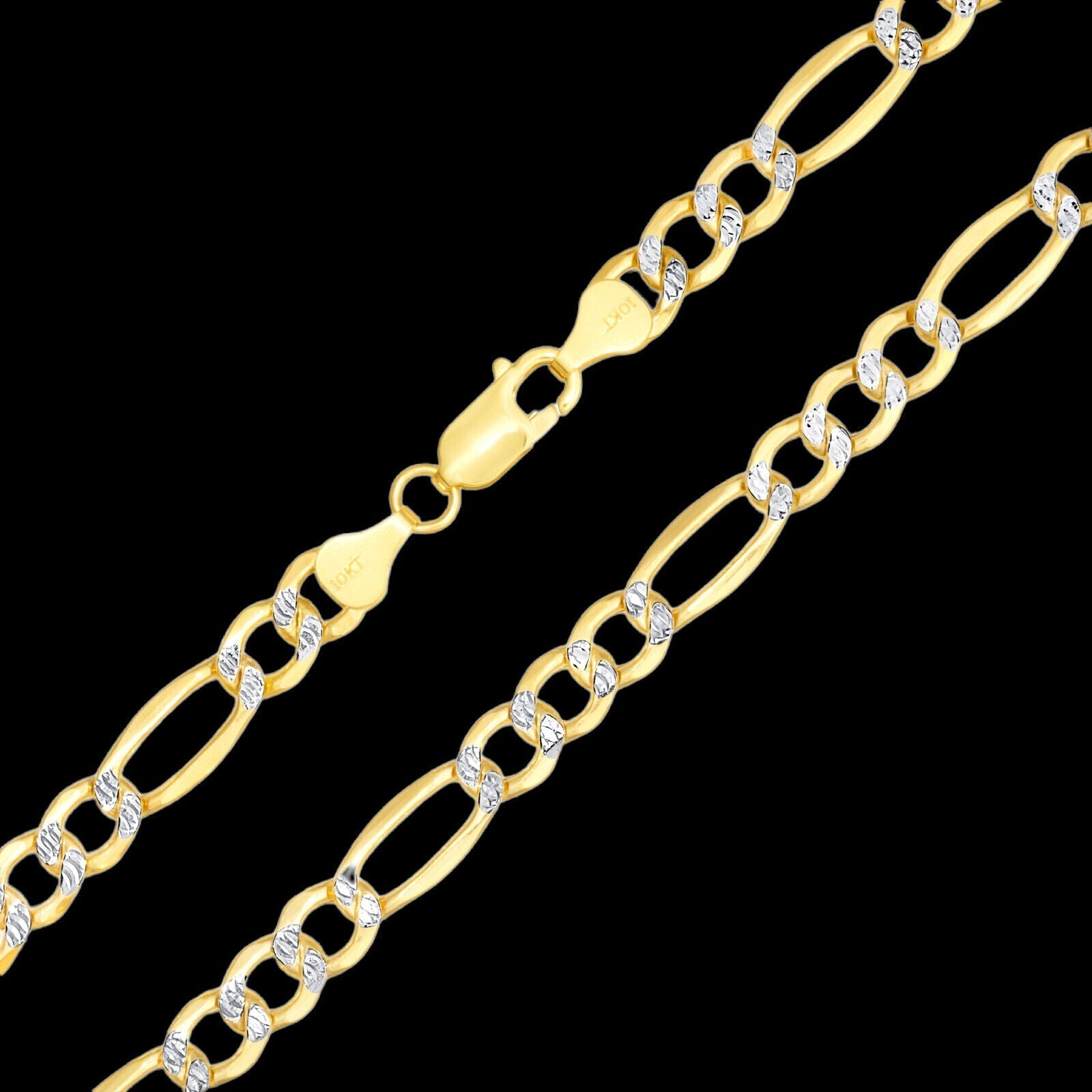 Real 10k Gold Chain Figaro Link Necklace 3.5mm - 9mm, Men Women 18" - 30" Inch, 10kt - GoldenlinQ