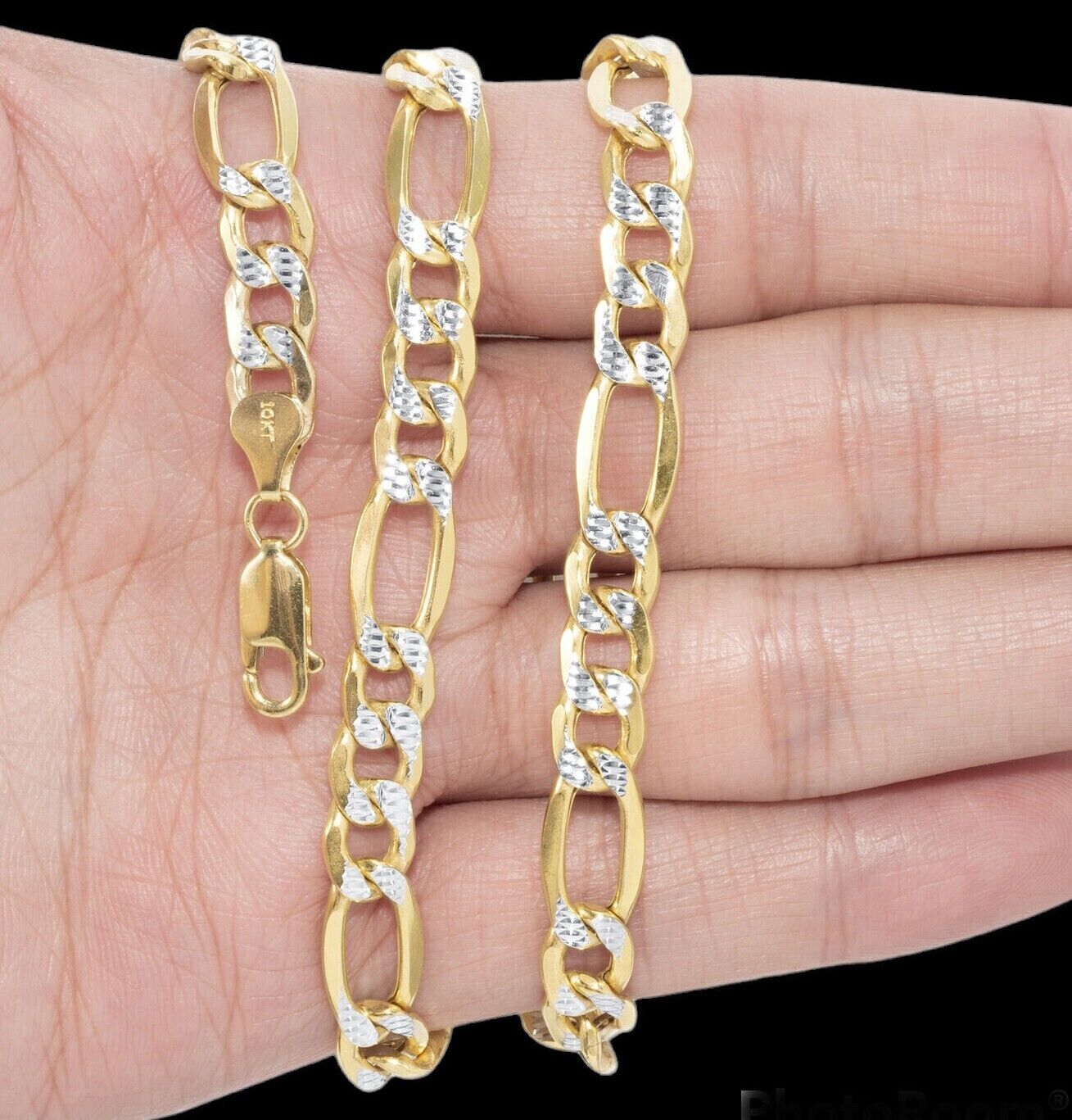 Real 10k Gold Chain Figaro Link Necklace 3.5mm - 9mm, Men Women 18" - 30" Inch, 10kt - GoldenlinQ