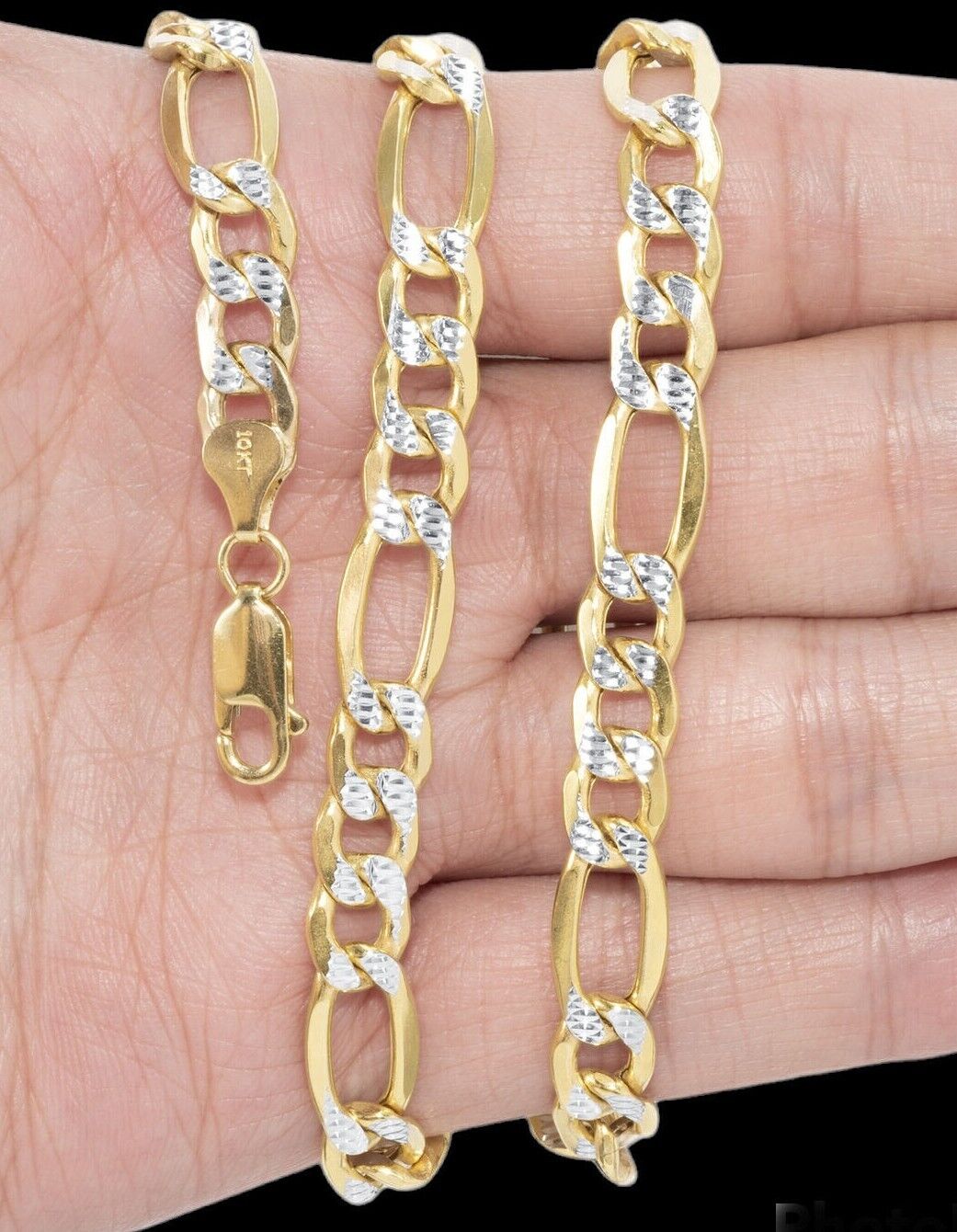 Real 10k Gold Chain Figaro Link Necklace 3.5mm - 9mm, Men Women 18" - 30" Inch, 10kt - GoldenlinQ
