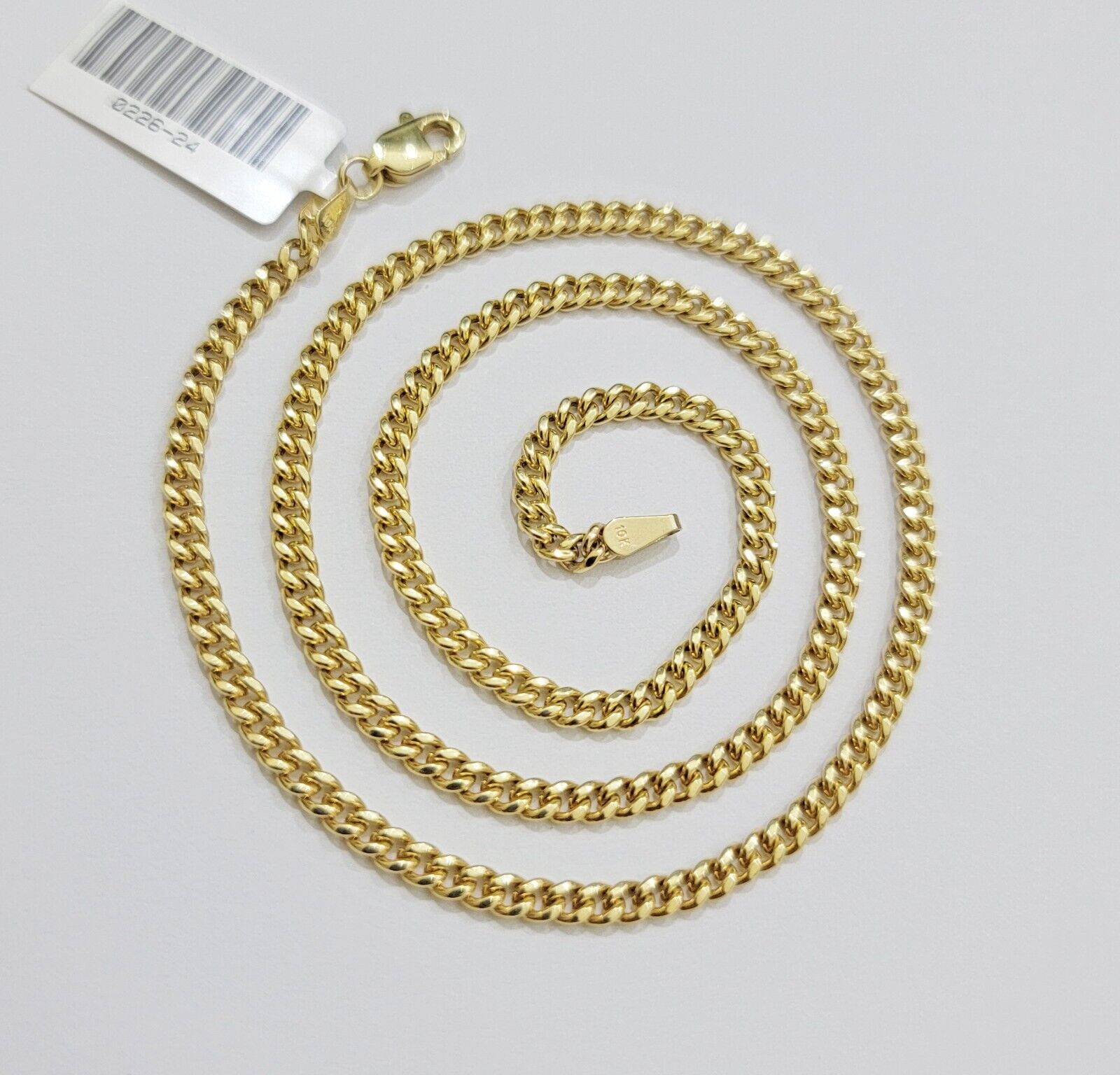 Real 10k Gold Chain Jesus Cross Charm Pendant SET 3mm Miami Cuban Link Necklace - GoldenlinQ