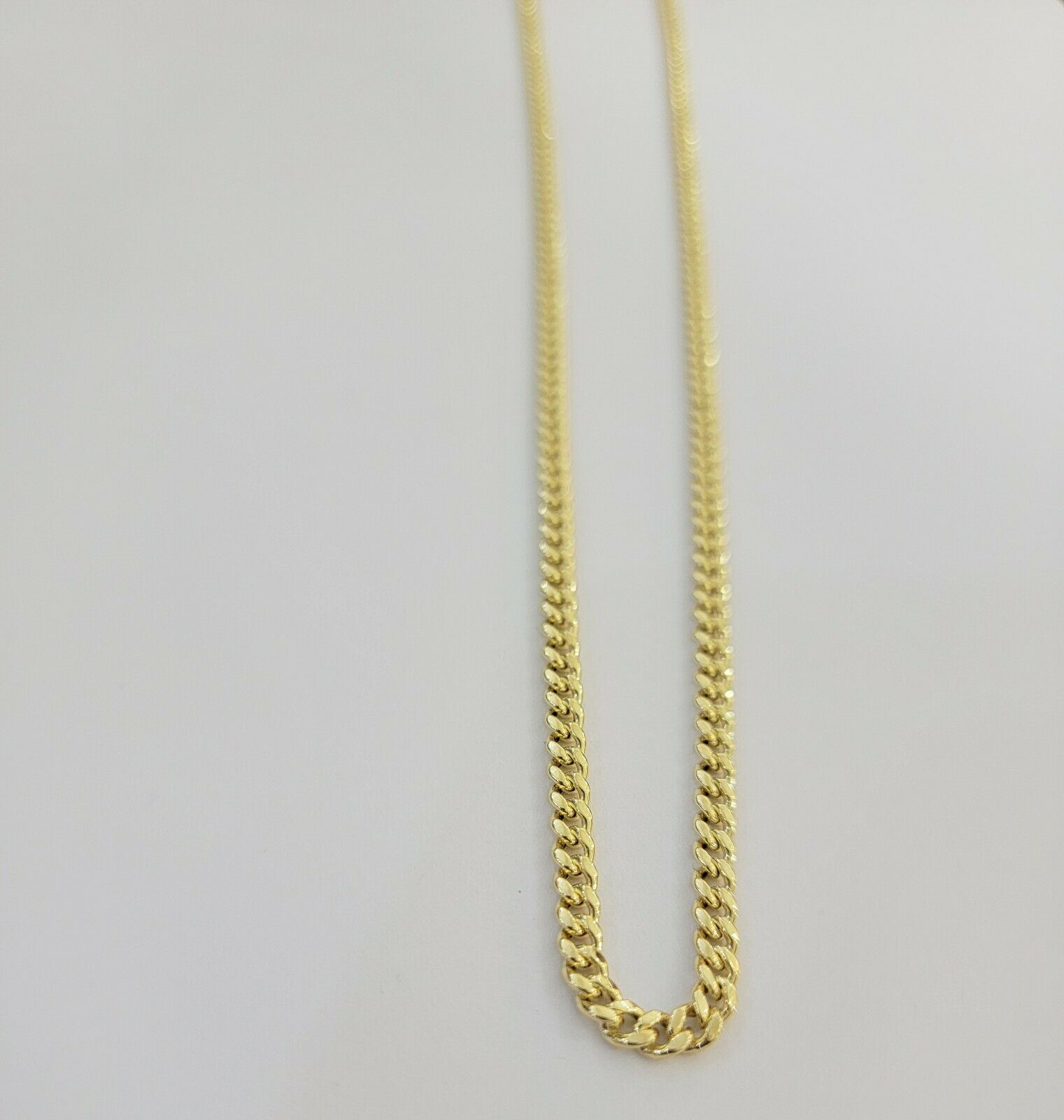 Real 10k Gold Chain Miami Cuban Link Necklace 18" 20" 22" 24" 26" 3.5mm 10kt Oro - GoldenlinQ