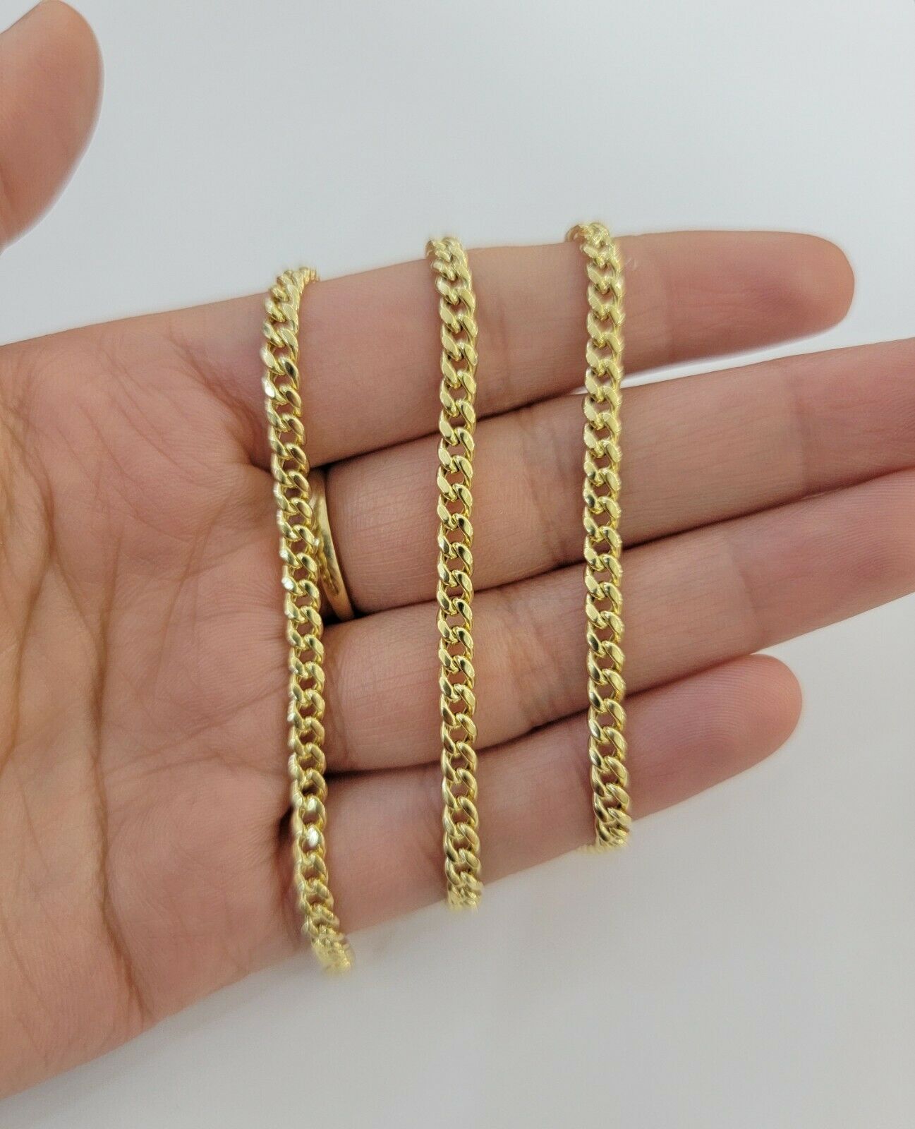 Real 10k Gold Chain Miami Cuban Link Necklace 18" 20" 22" 24" 26" 3.5mm 10kt Oro - GoldenlinQ