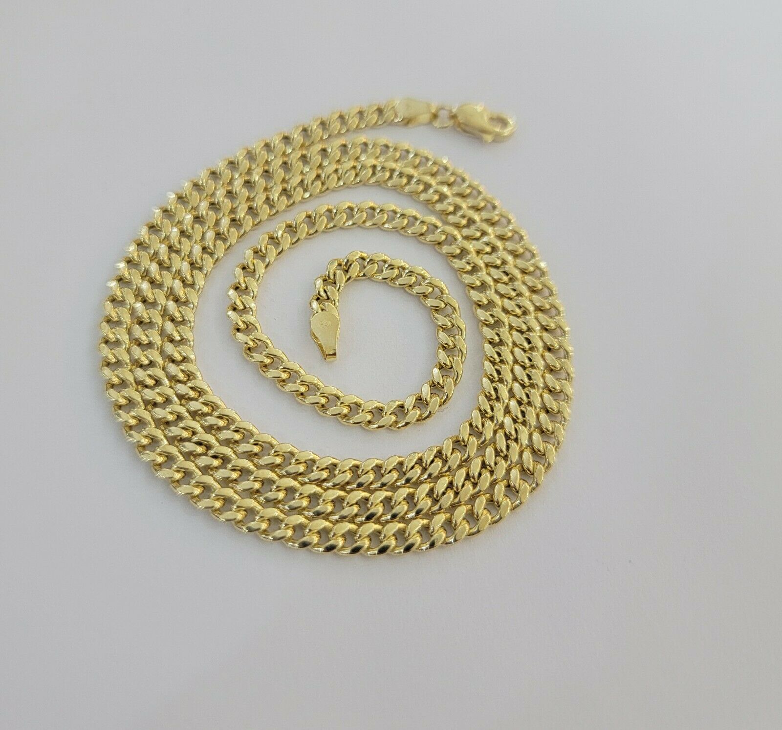 Real 10k Gold Chain Miami Cuban Link Necklace 18" 20" 22" 24" 26" 3.5mm 10kt Oro - GoldenlinQ