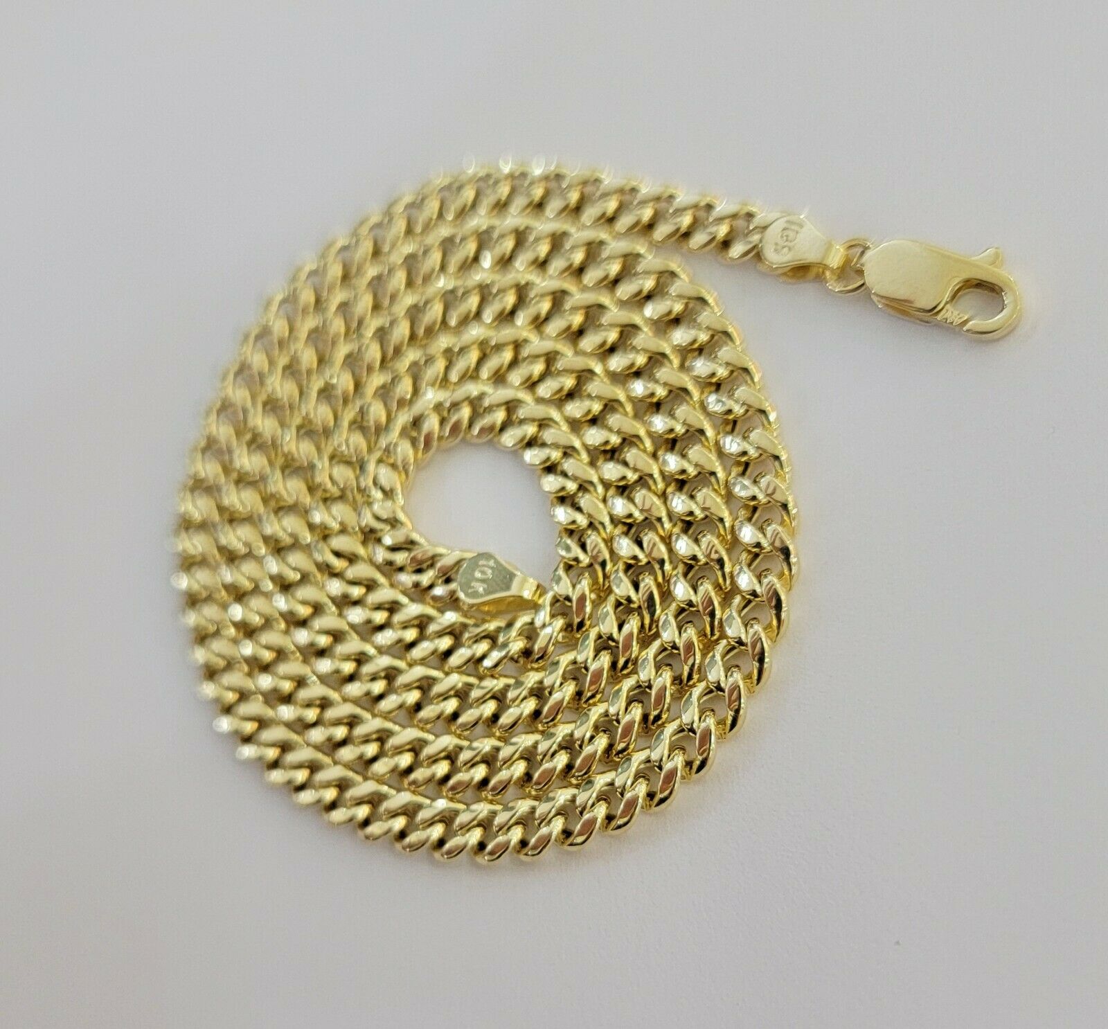Real 10k Gold Chain Miami Cuban Link Necklace 18" 20" 22" 24" 26" 4.5mm 10kt Oro - GoldenlinQ