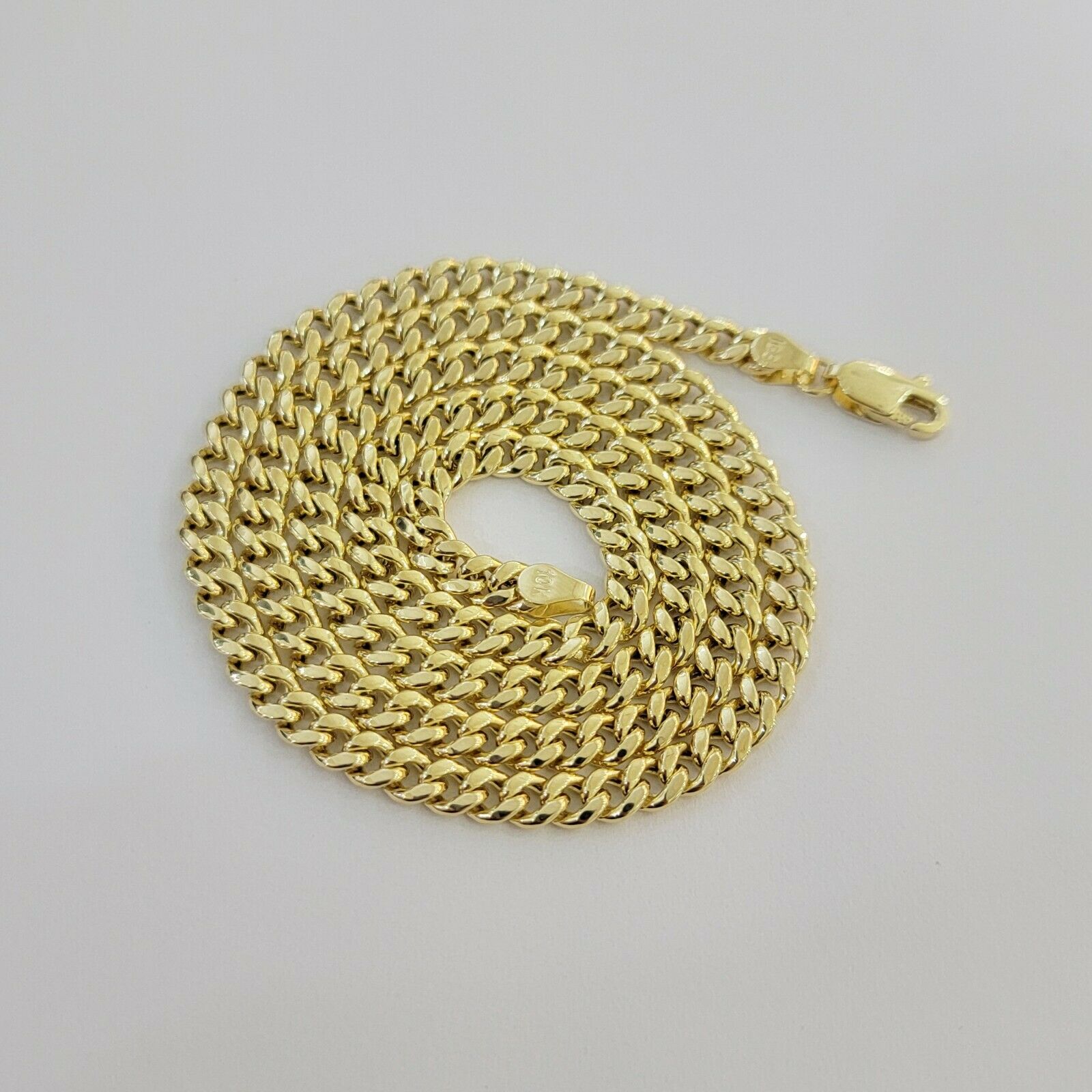 Real 10k Gold Chain Miami Cuban Link Necklace 18" 20" 22" 24" 26" 4.5mm 10kt Oro - GoldenlinQ