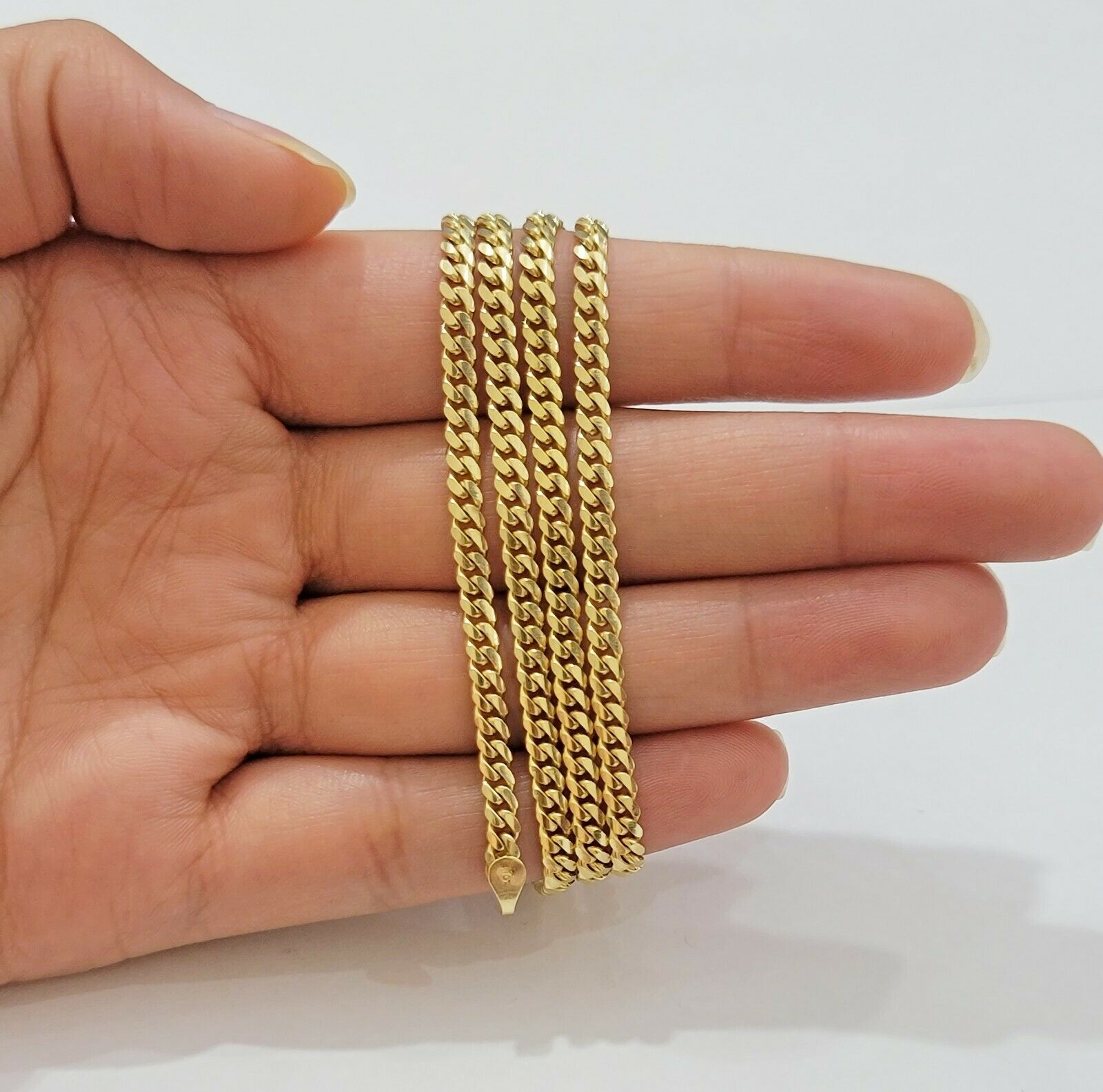 Real 10k Gold Chain Miami Cuban Solid Link Necklace 20" 22" 24" Inch 3mm 10KT - GoldenlinQ