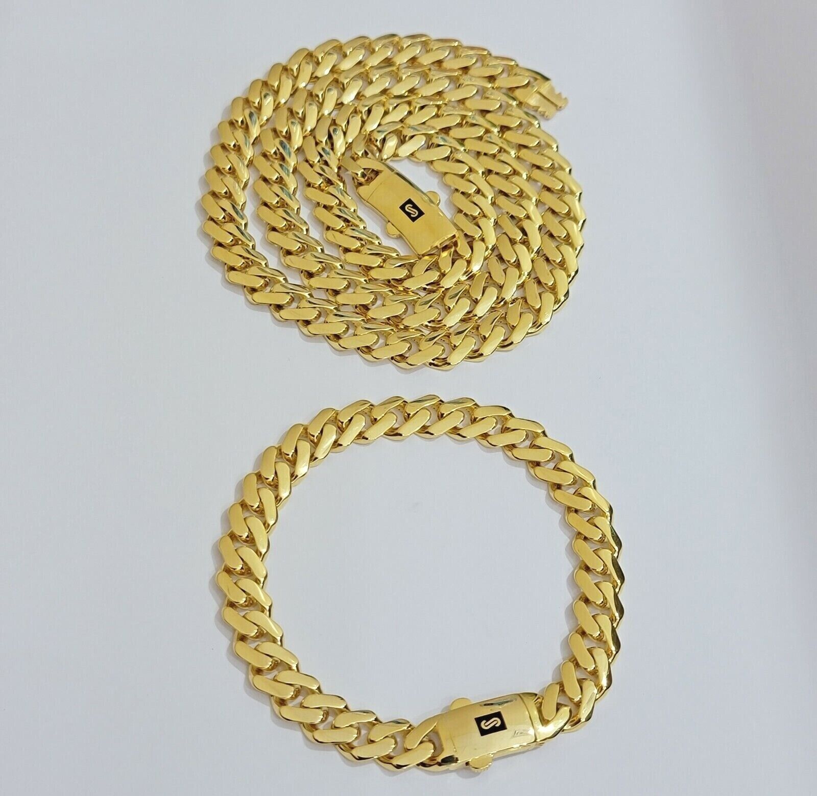 Real 10k Gold Chain Monaco Necklace Cuban Royal Link 8.5 mm 22" Inch Plain ,10KT - GoldenlinQ