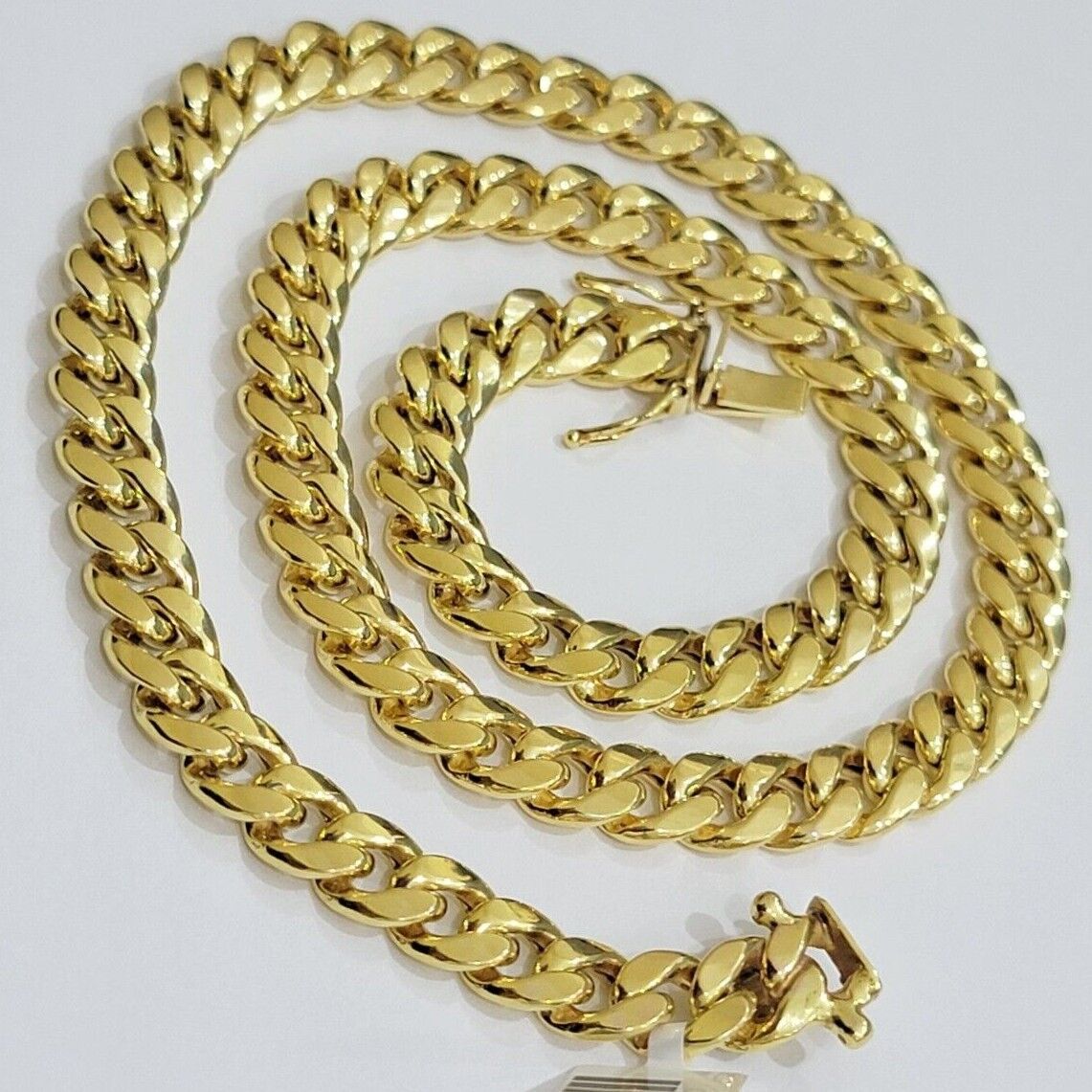 Real 10k Gold Chain Necklace Miami Cuban Link 18" - 28" Inch 8mm Box Lock 10kt Men - GoldenlinQ