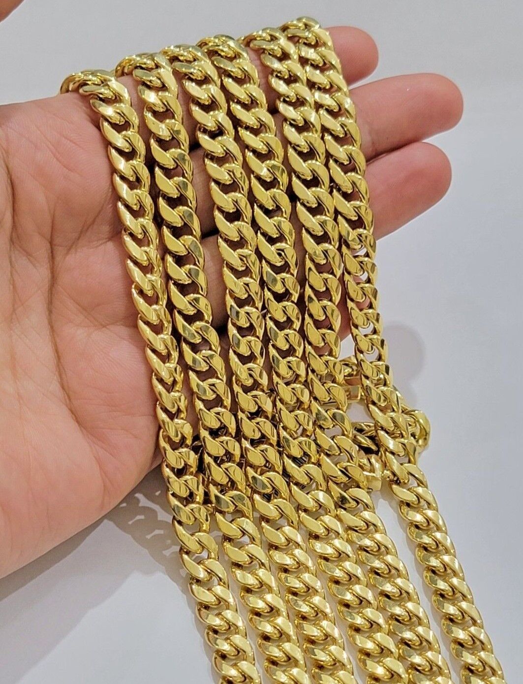 Real 10k Gold Chain Necklace Miami Cuban Link 18" - 28" Inch 8mm Box Lock 10kt Men - GoldenlinQ