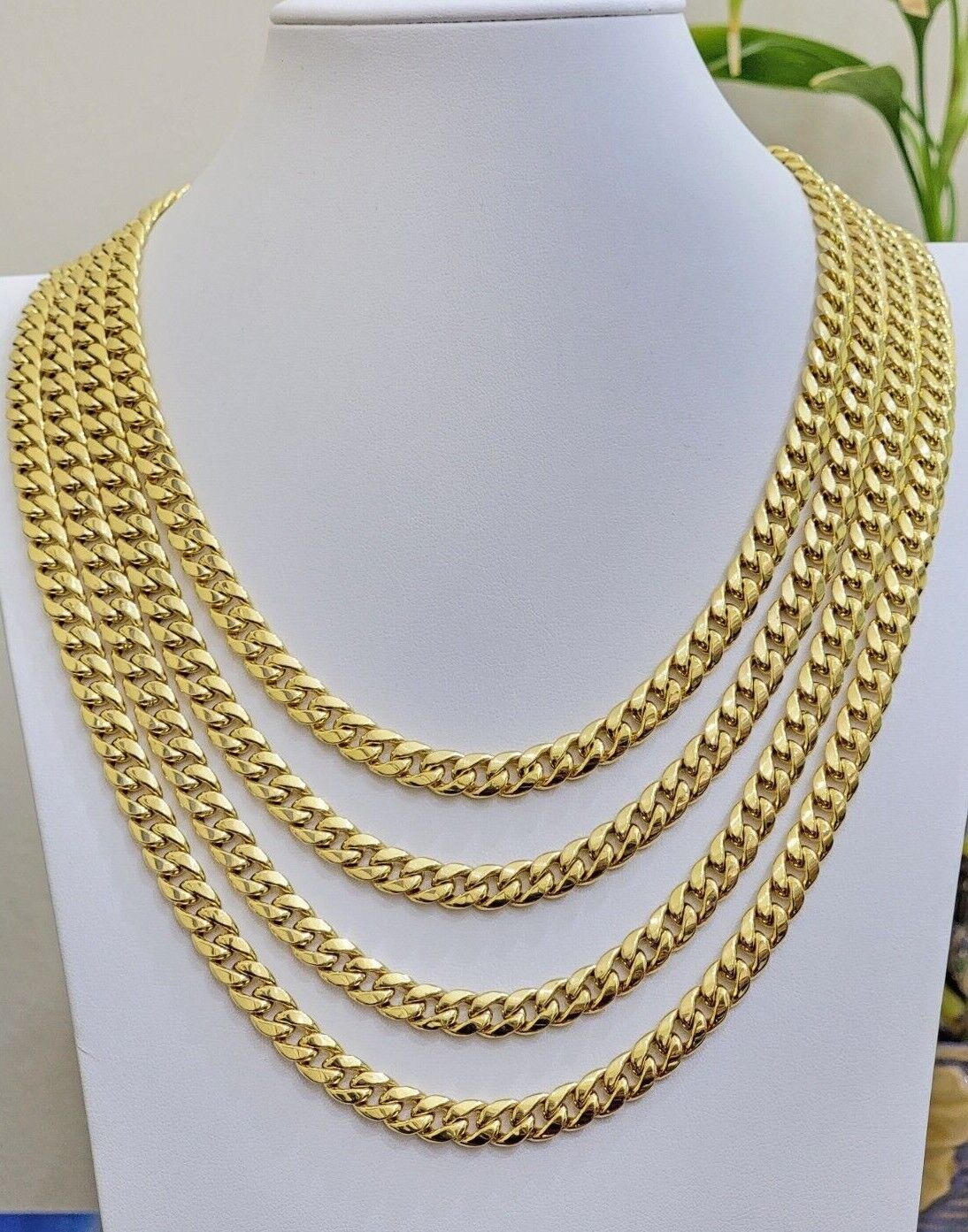 Real 10k Gold Chain Necklace Miami Cuban Link 18" - 28" Inch 8mm Box Lock 10kt Men - GoldenlinQ
