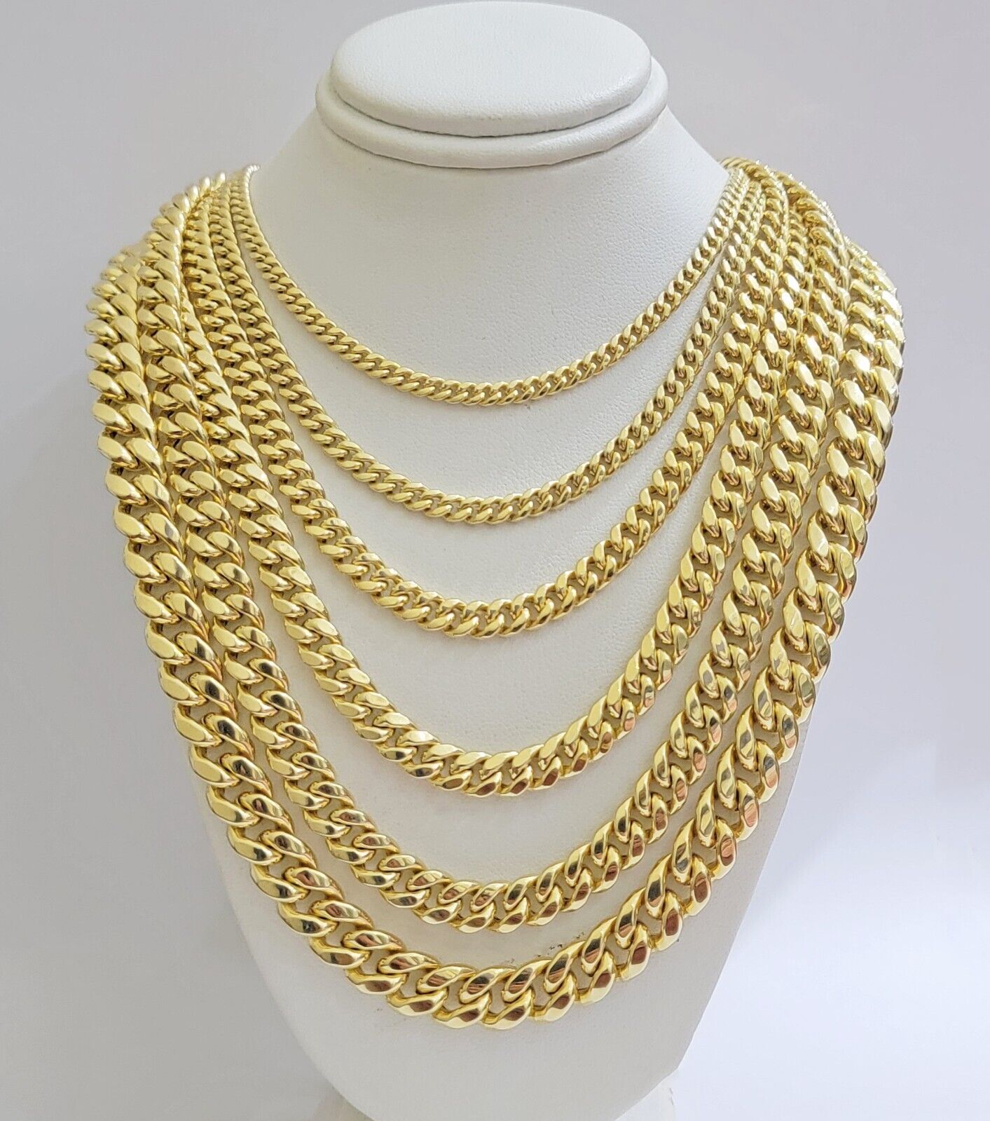 Real 10k Gold Chain Necklace Miami Cuban Link 18" - 30" Inch 6mm 7mm 8mm 9mm 10mm - GoldenlinQ