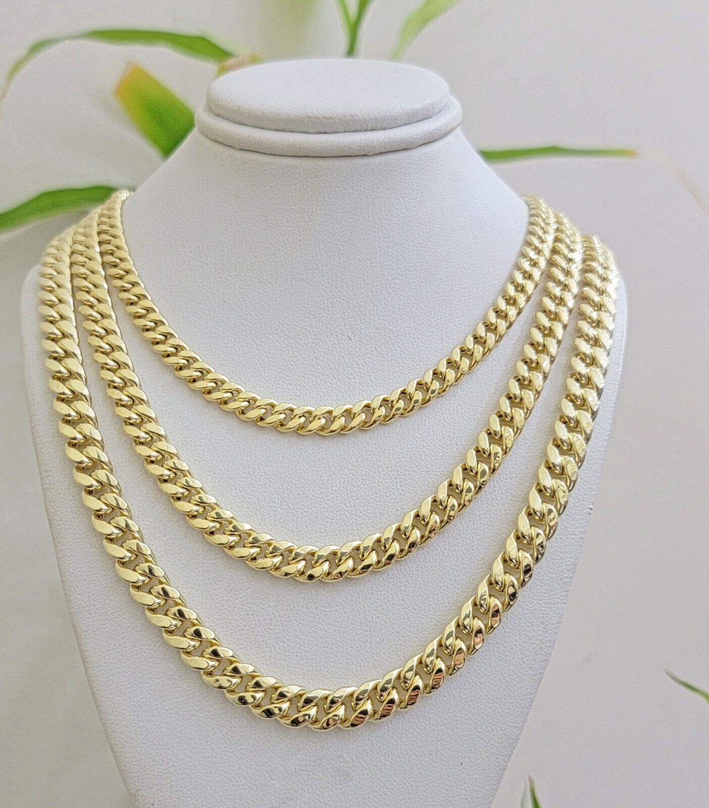 Real 10k Gold Chain Necklace Miami Cuban Link 20 - 30 Inch Mens 10KT 6mm 7mm 8mm - GoldenlinQ
