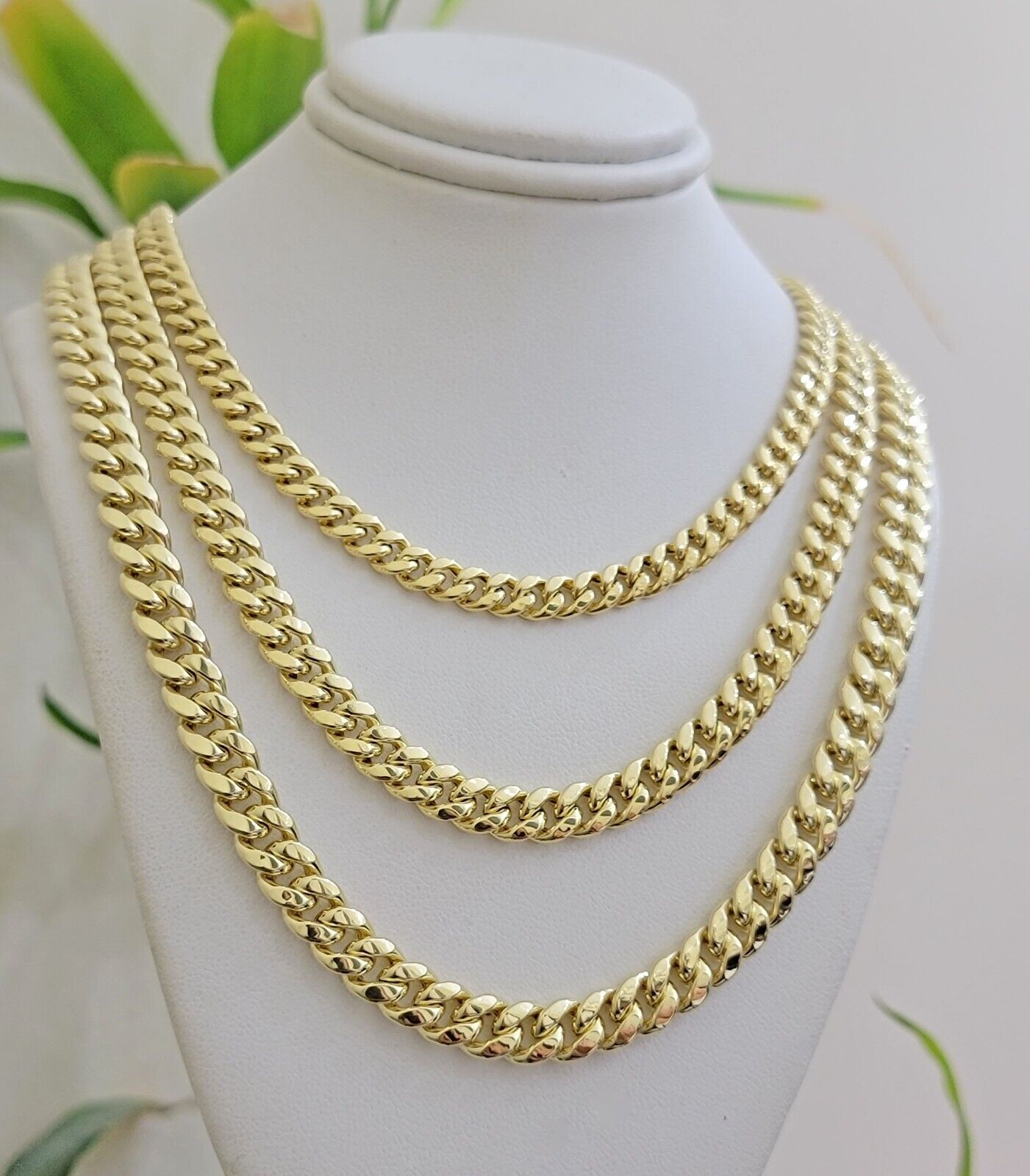 Real 10k Gold Chain Necklace Miami Cuban Link 20 - 30 Inch Mens 10KT 6mm 7mm 8mm - GoldenlinQ