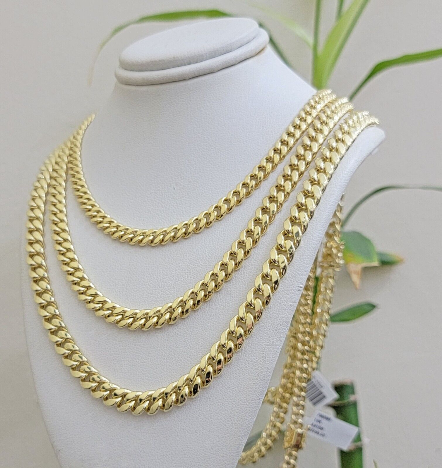 Real 10k Gold Chain Necklace Miami Cuban Link 20 - 30 Inch Mens 10KT 6mm 7mm 8mm - GoldenlinQ