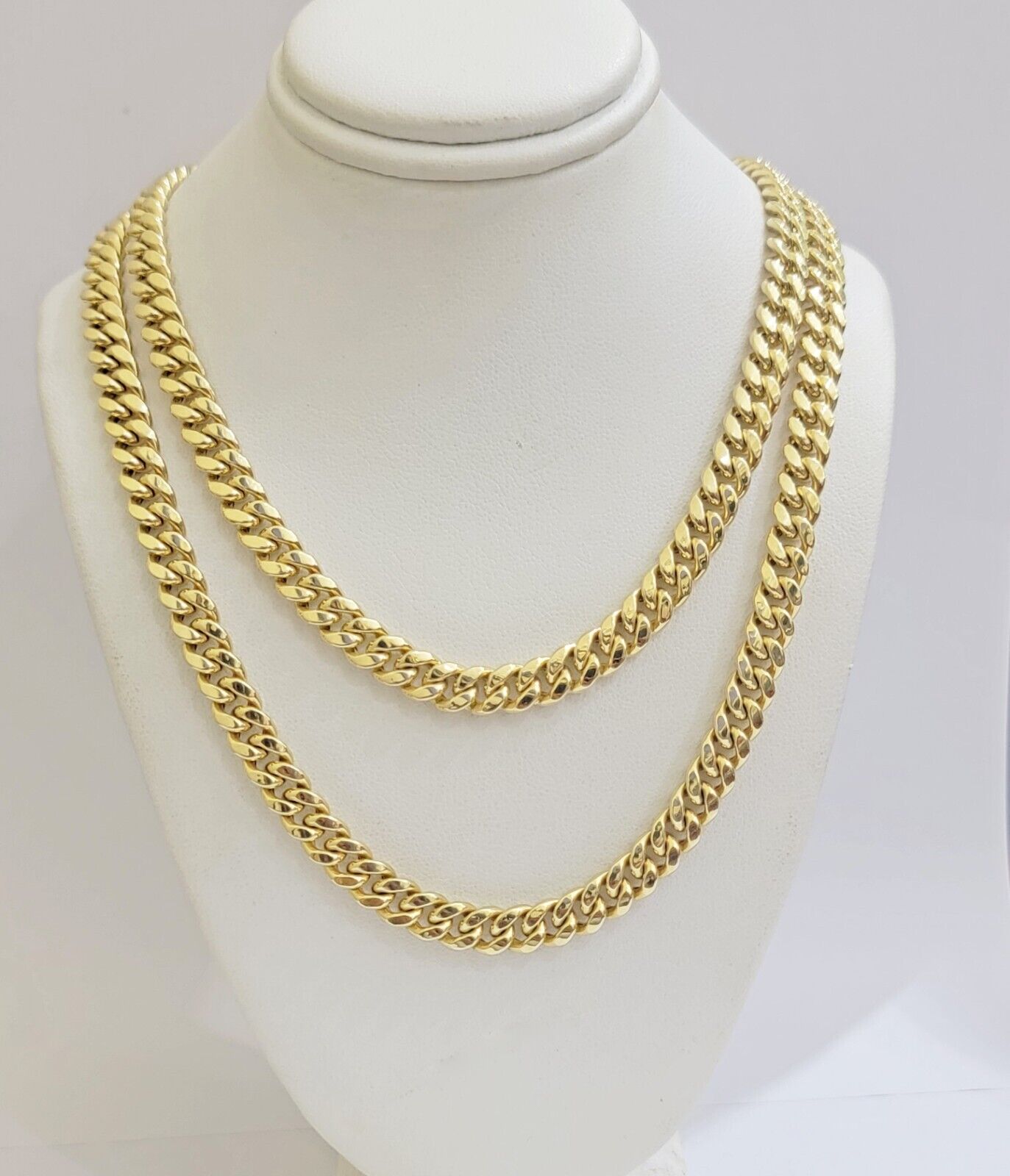 Real 10k Gold Chain Necklace Miami Cuban Link 7mm 18" - 30 Inch Mens 10kt Yellow - GoldenlinQ