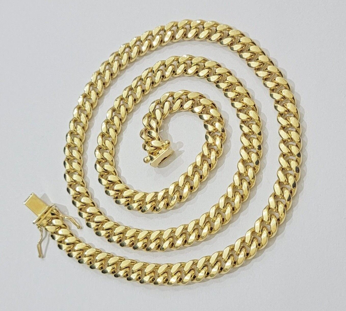 Real 10k Gold Chain Necklace Miami Cuban Link 7mm 18" - 30 Inch Mens 10kt Yellow - GoldenlinQ