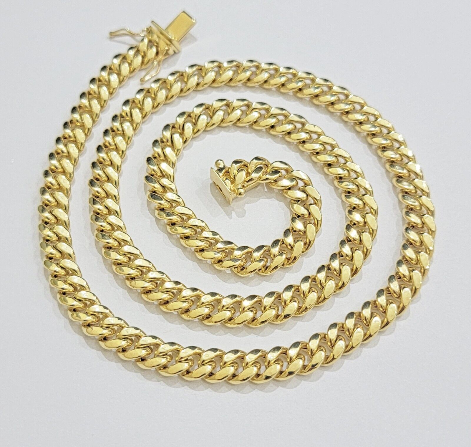 Real 10k Gold Chain Necklace Miami Cuban Link 7mm 18" - 30 Inch Mens 10kt Yellow - GoldenlinQ