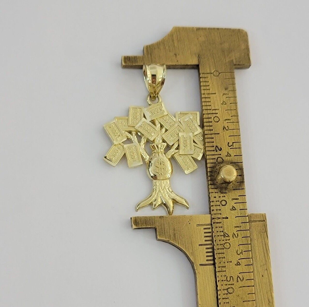 REAL 10k Gold Chain Pendant Set Miami Cuban chain 3mm& Money Tree Charm, 18" - 28" - GoldenlinQ