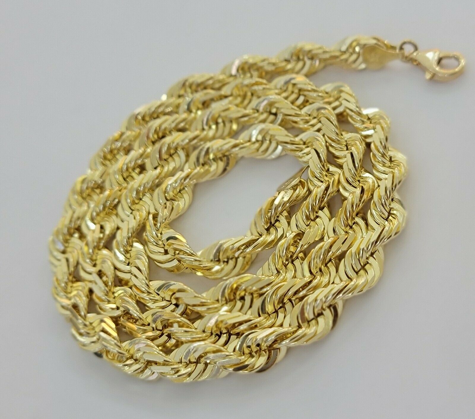 REAL 10k Gold Chain Rope Necklace SOLID 7mm Mens 10kt Yellow 22 - 30" Inch STRONG - GoldenlinQ