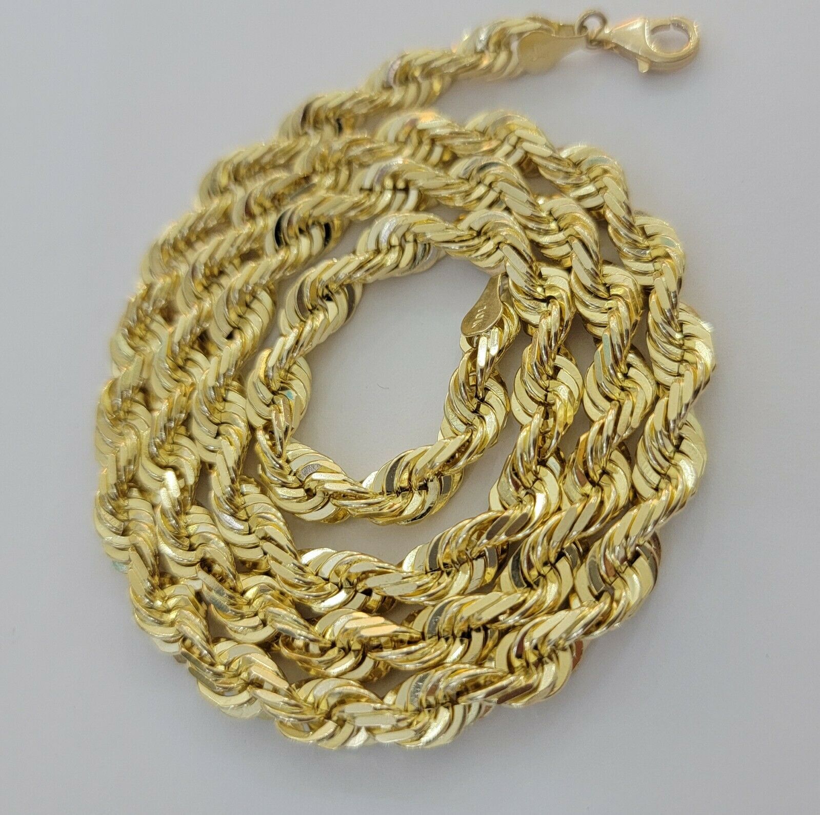 REAL 10k Gold Chain Rope Necklace SOLID 7mm Mens 10kt Yellow 22 - 30" Inch STRONG - GoldenlinQ