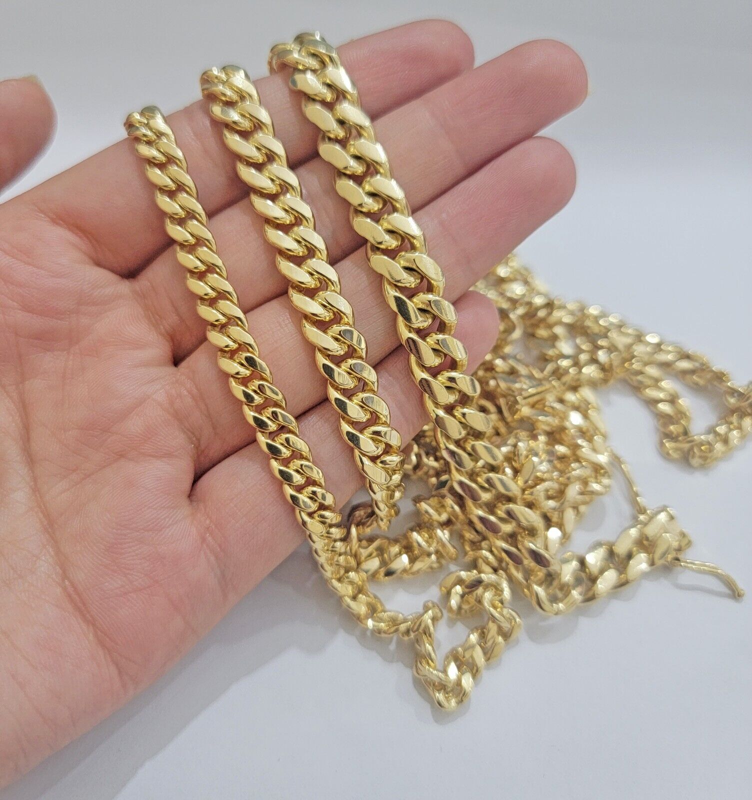 Real 10k Gold Chain Solid Miami Cuban Link Necklace 6mm 7mm 8mm 20" - 28" Men's - GoldenlinQ