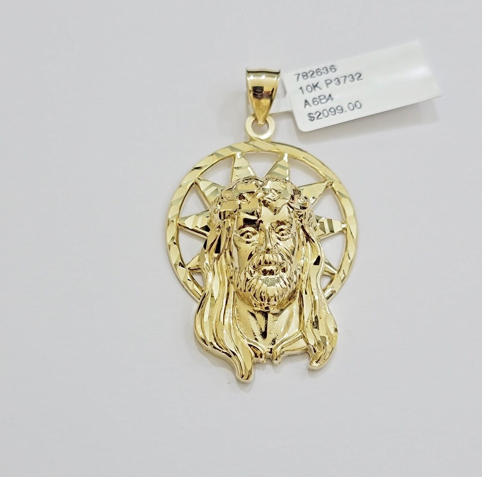 Real 10k Gold Charm Pendant Jesus Head 10kt Yellow Gold Genuine for Men's - GoldenlinQ
