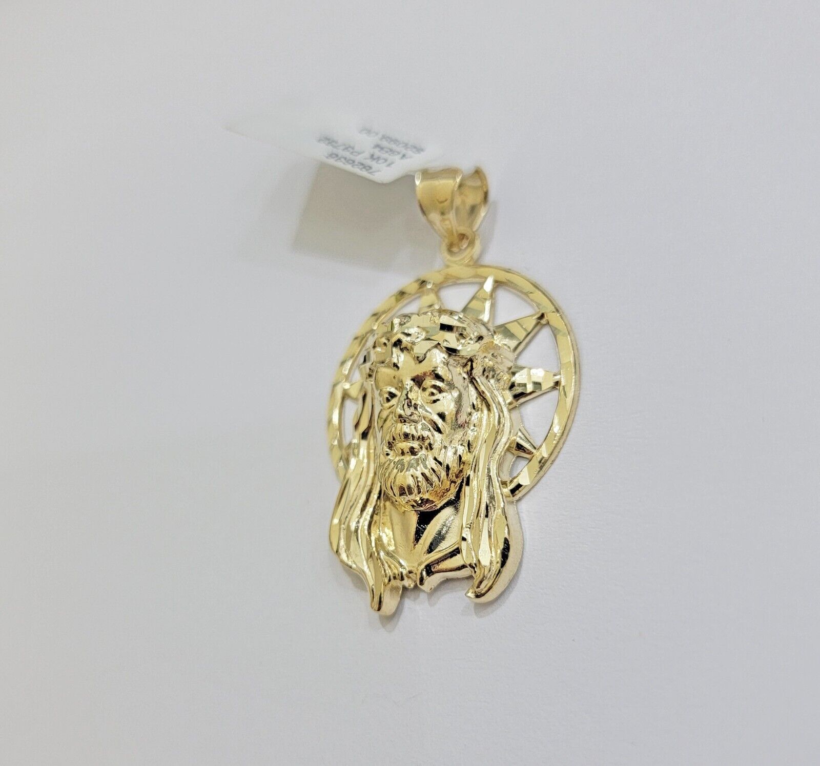 Real 10k Gold Charm Pendant Jesus Head 10kt Yellow Gold Genuine for Men's - GoldenlinQ