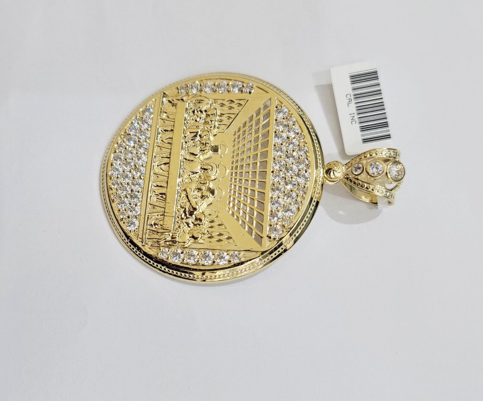 Real 10k Gold Charm Pendant Last Supper 2.5 Inch 10kt Yellow Gold For Mens Chain - GoldenlinQ