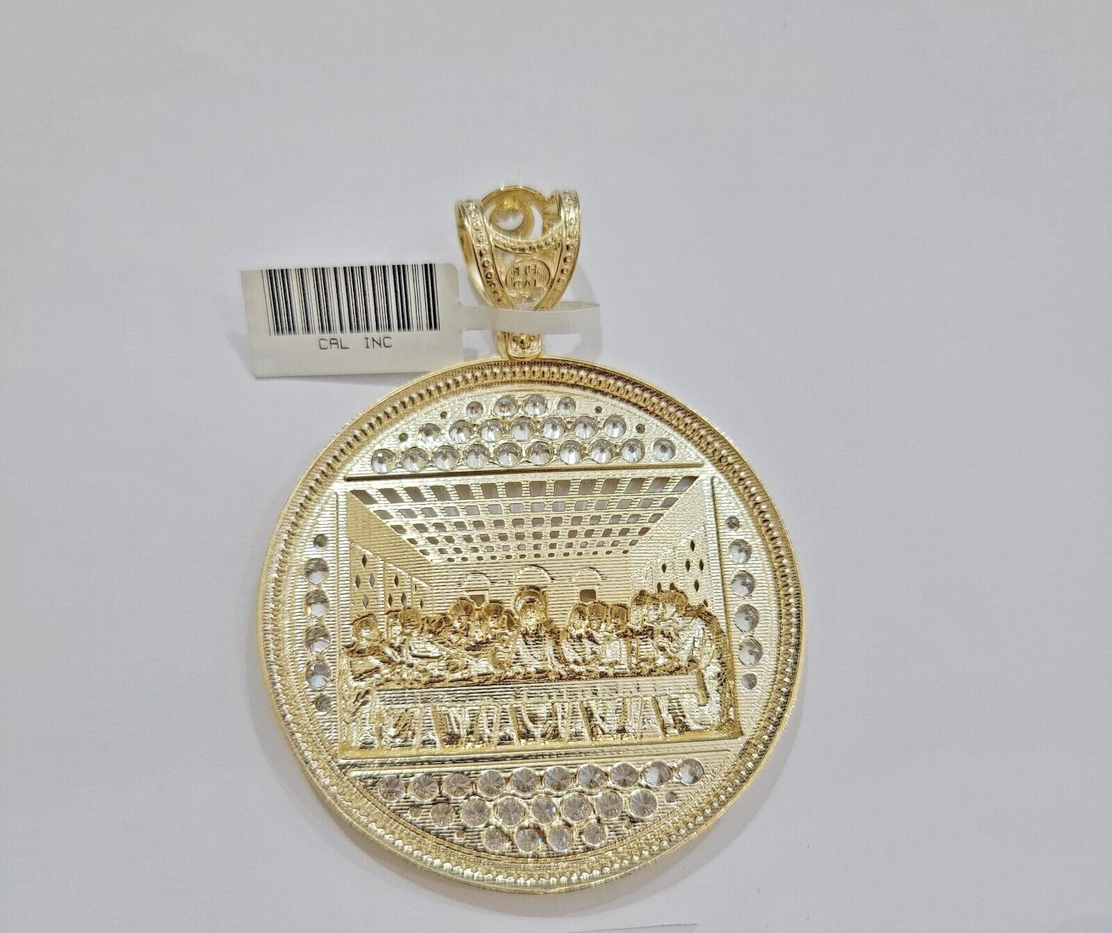 Real 10k Gold Charm Pendant Last Supper 2.5 Inch 10kt Yellow Gold For Mens Chain - GoldenlinQ