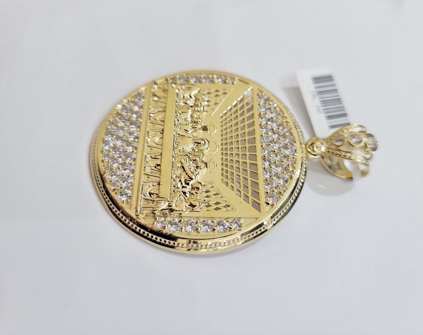 Real 10k Gold Charm Pendant Last Supper 2.5 Inch 10kt Yellow Gold For Mens Chain - GoldenlinQ