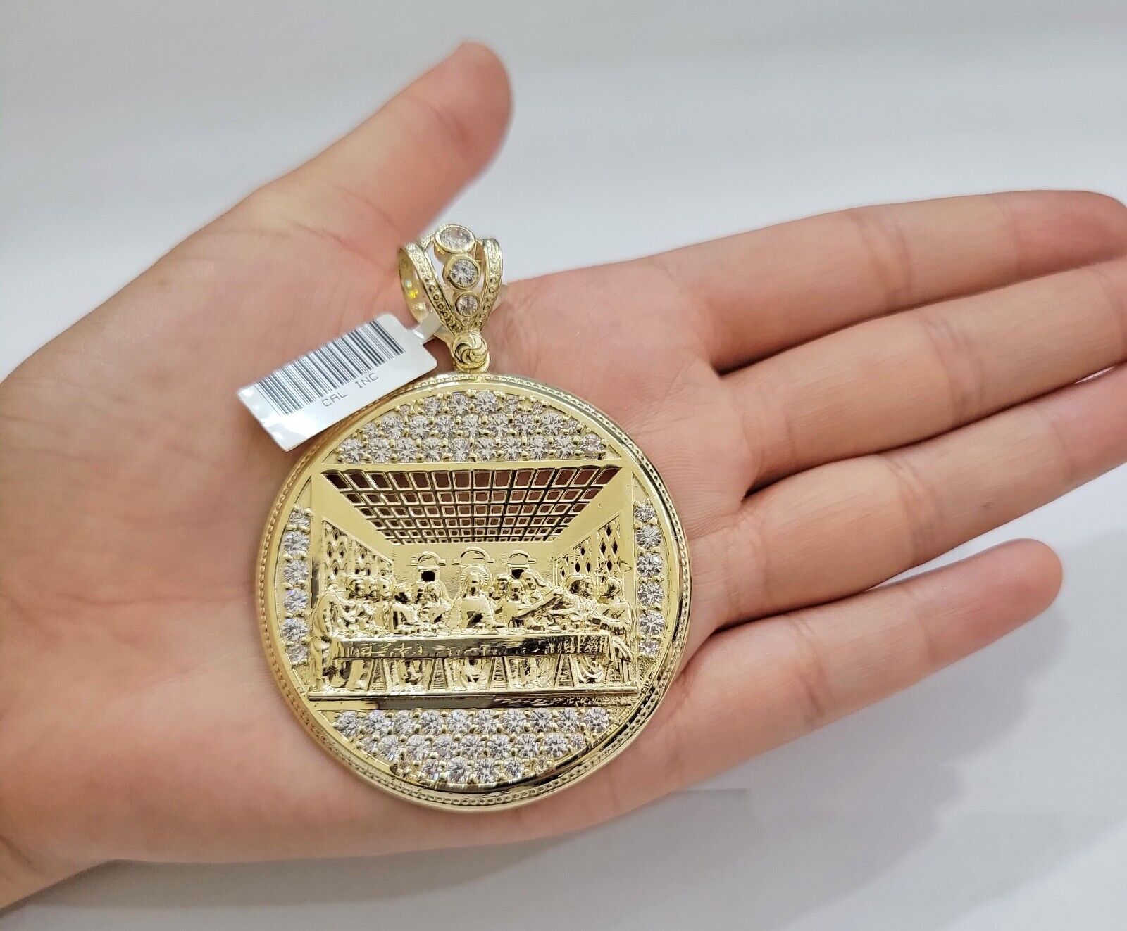 Real 10k Gold Charm Pendant Last Supper 2.5 Inch 10kt Yellow Gold For Mens Chain - GoldenlinQ