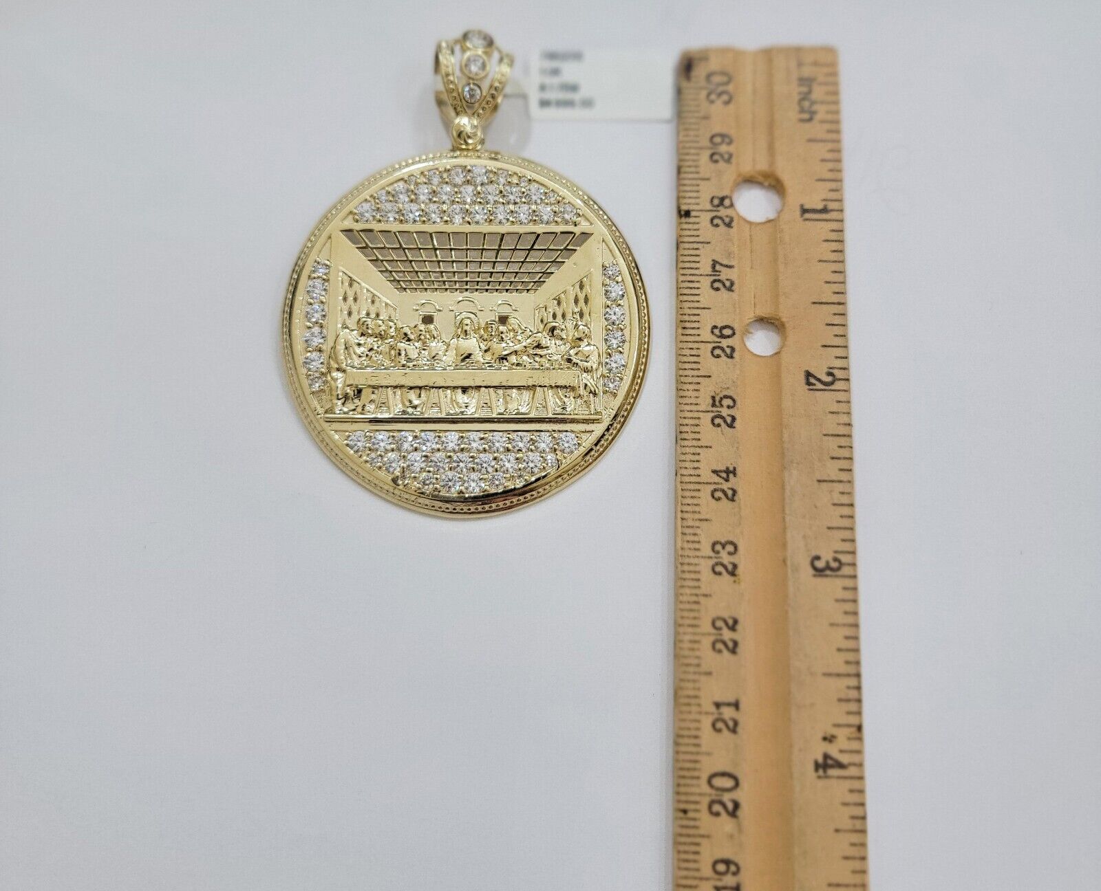 Real 10k Gold Charm Pendant Last Supper 2.5 Inch 10kt Yellow Gold For Mens Chain - GoldenlinQ