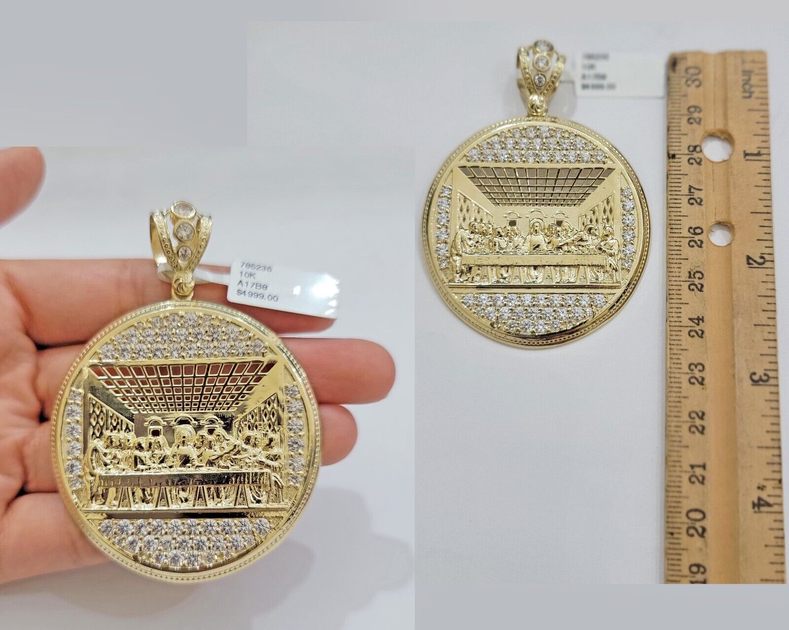 Real 10k Gold Charm Pendant Last Supper Circle Charm 10kt Yellow Gold - GoldenlinQ