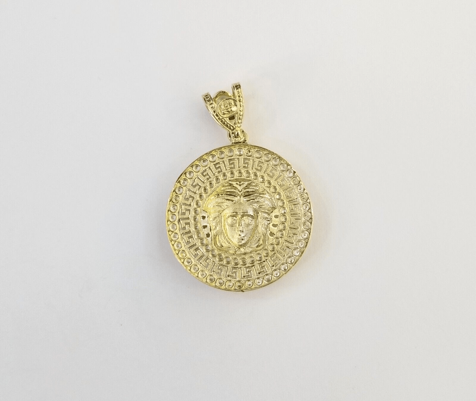 Real 10k Gold Circular Charm 10kt Yellow Gold Pendant Men Women - GoldenlinQ