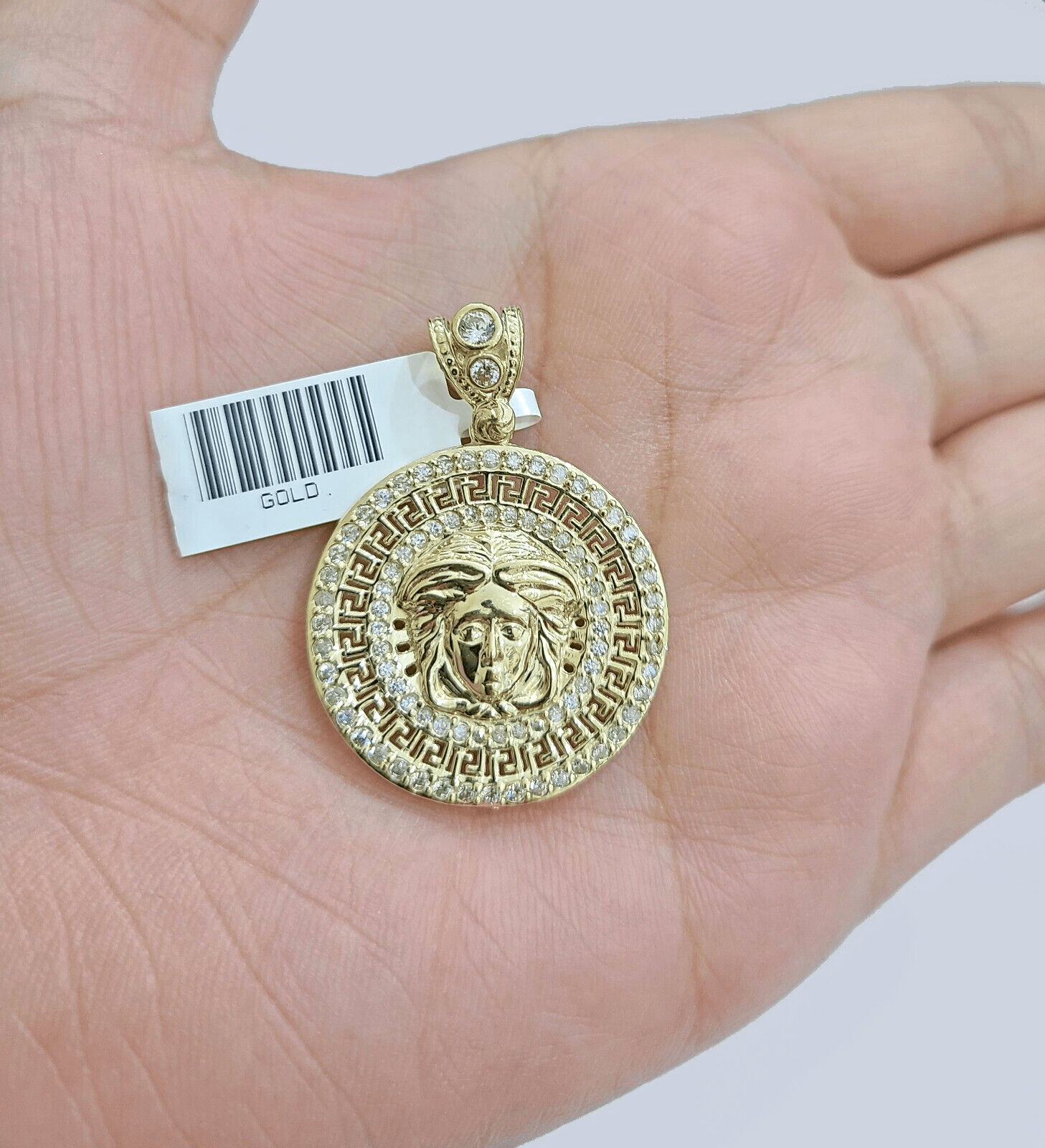 Real 10k Gold Circular Charm 10kt Yellow Gold Pendant Men Women - GoldenlinQ