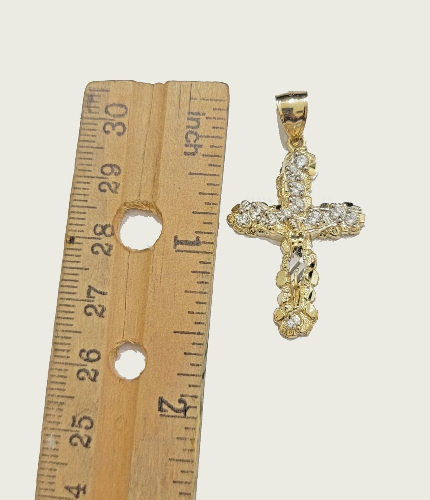 Real 10k Gold Cross Charm pendant & Franco Chain Necklace 2.5mm 22" Men Women - GoldenlinQ