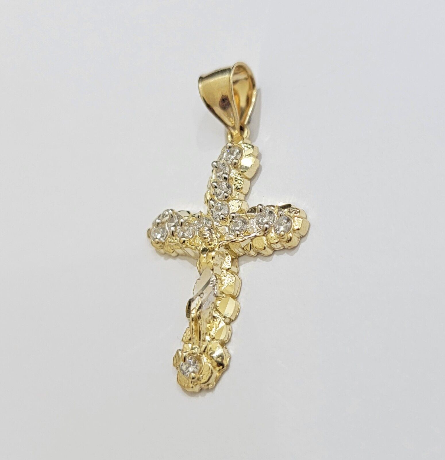 Real 10k Gold Cross Charm pendant & Franco Chain Necklace 2.5mm 24" Men Women - GoldenlinQ
