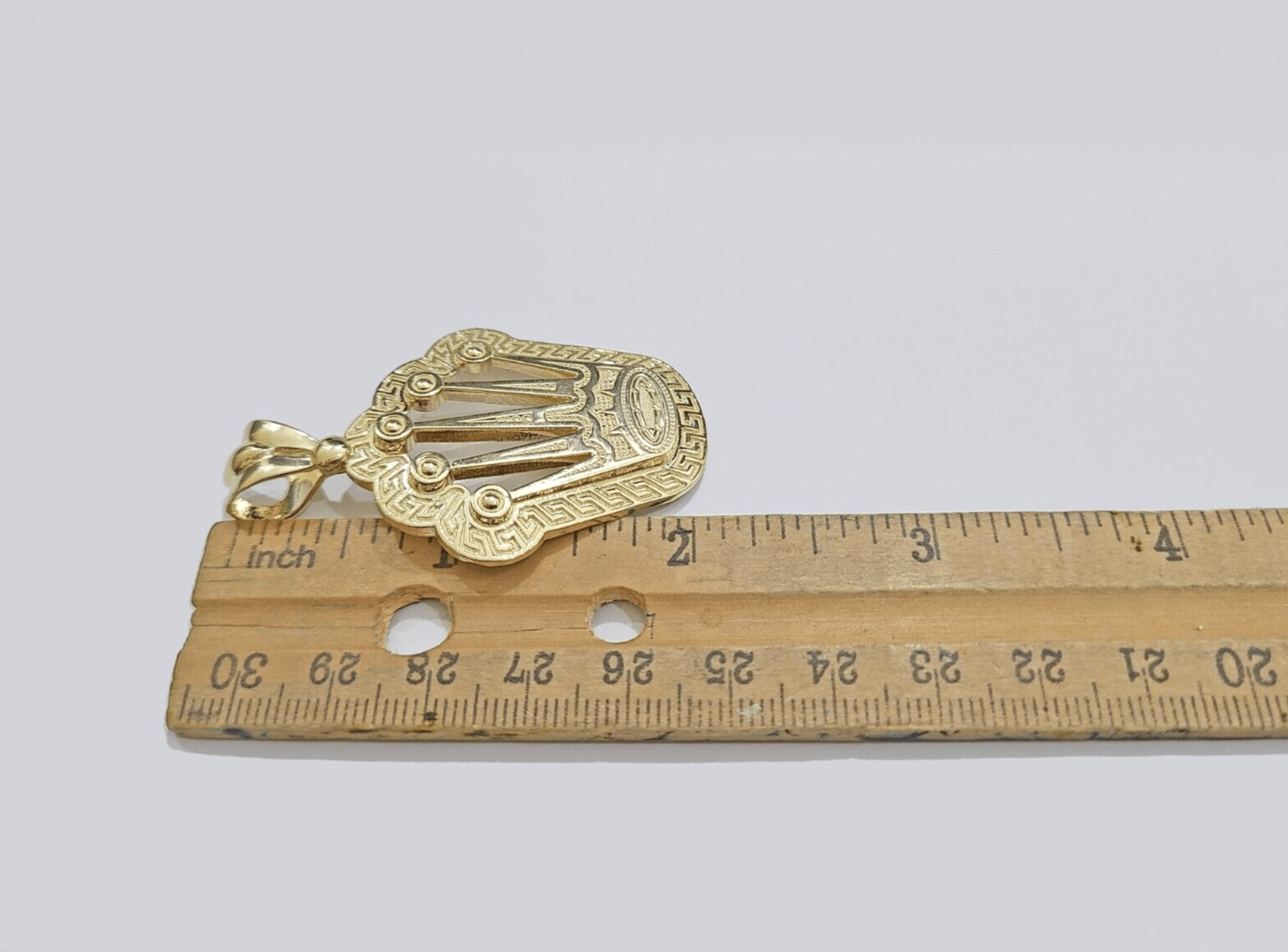 Real 10k Gold Crown Charm Pendant 10kt Yellow Gold 2 Inches For Chain & Necklace - GoldenlinQ