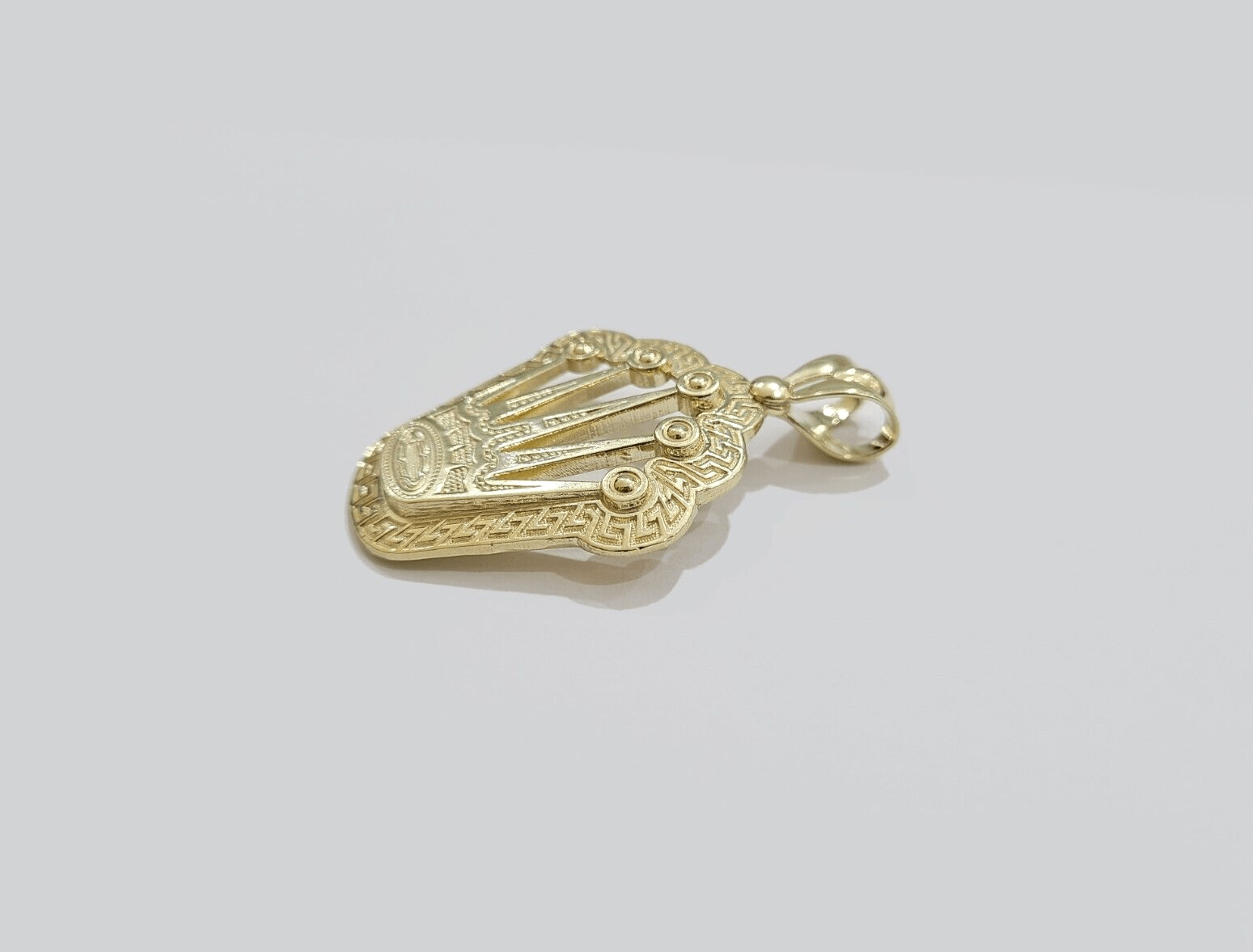 Real 10k Gold Crown Charm Pendant 10kt Yellow Gold 2 Inches For Chain & Necklace - GoldenlinQ