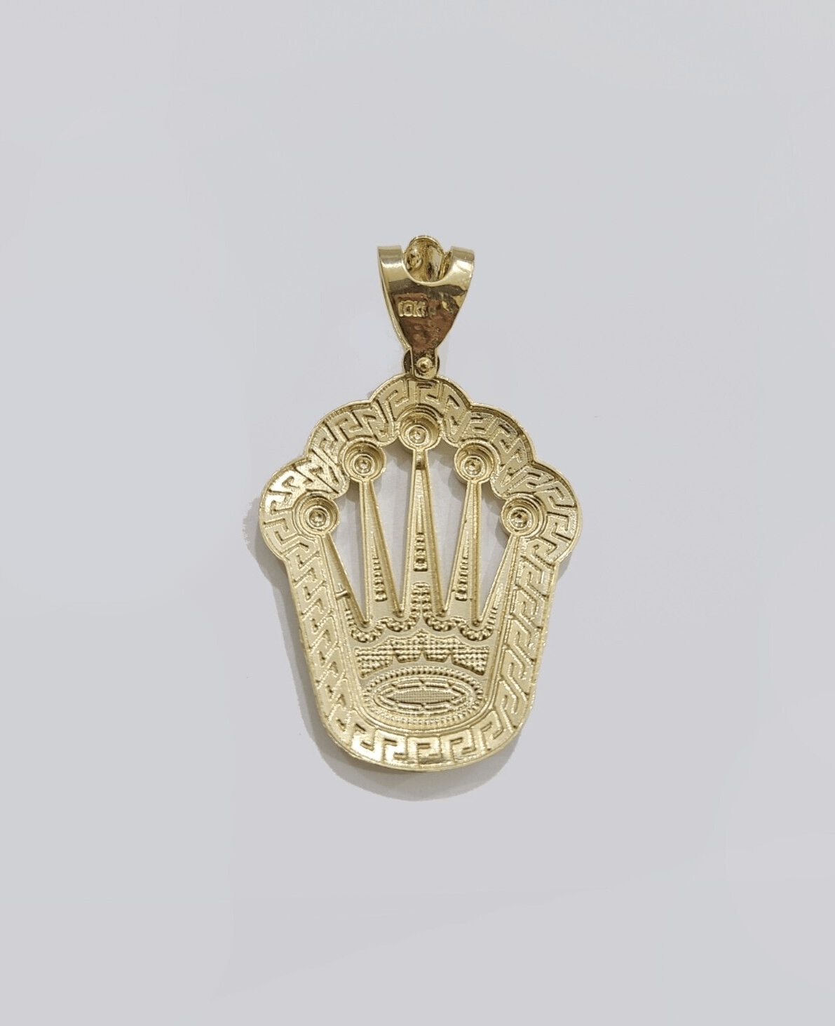 Real 10k Gold Crown Charm Pendant 10kt Yellow Gold 2 Inches For Chain & Necklace - GoldenlinQ