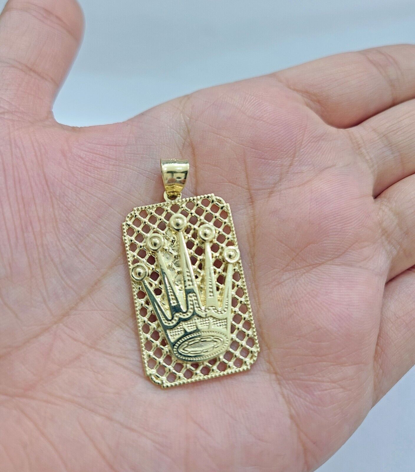 Real 10k Gold Crown Charm Pendant 10kt Yellow Gold Men - GoldenlinQ