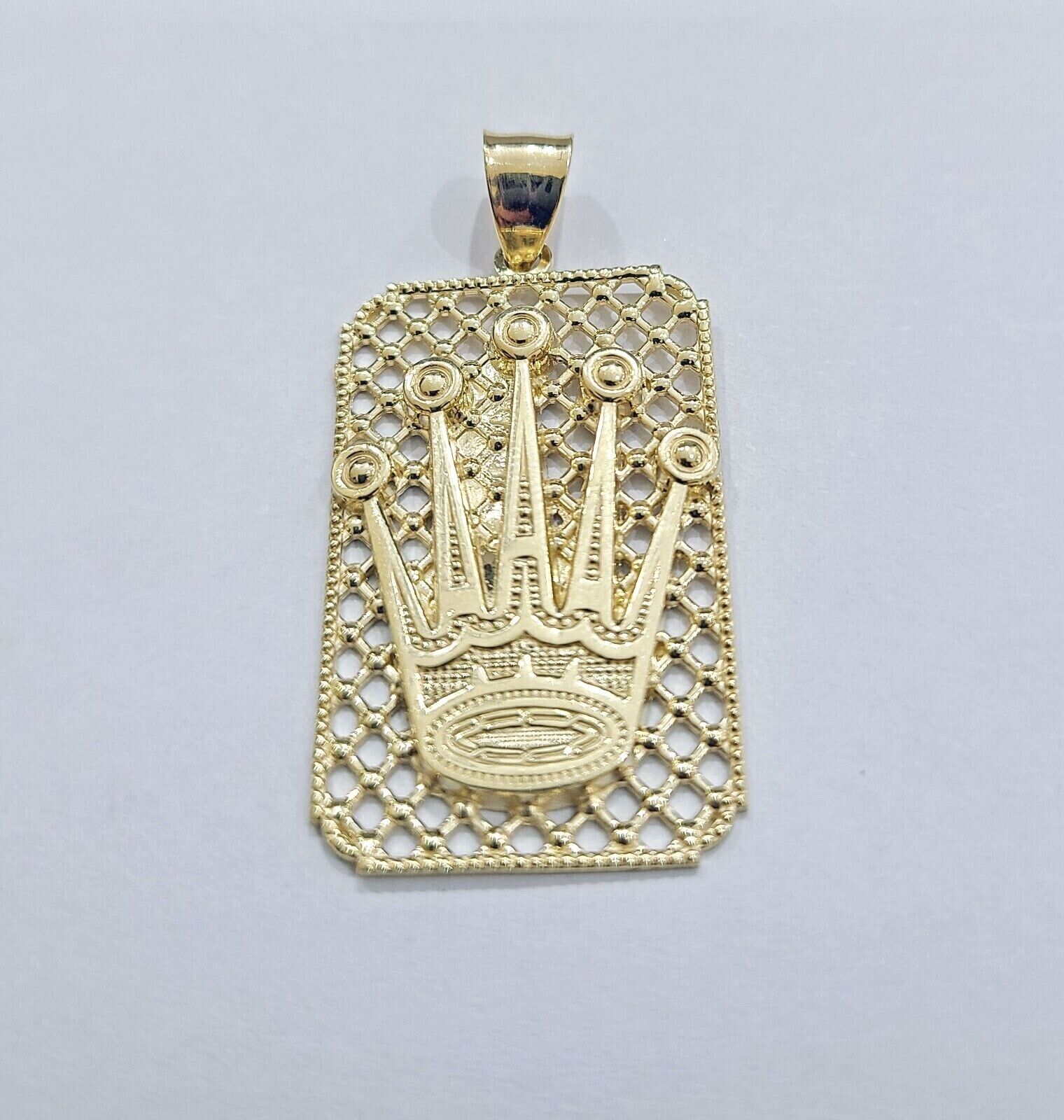 Real 10k Gold Crown Charm Pendant 10kt Yellow Gold Men - GoldenlinQ