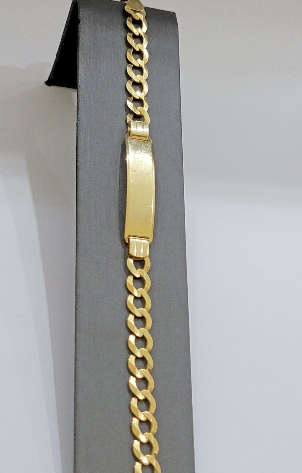 Real 10k Gold Cuban Curb Link ID Bracelet 5mm - 10mm 8 - 8.5" Inches 10kt Name Plate - GoldenlinQ